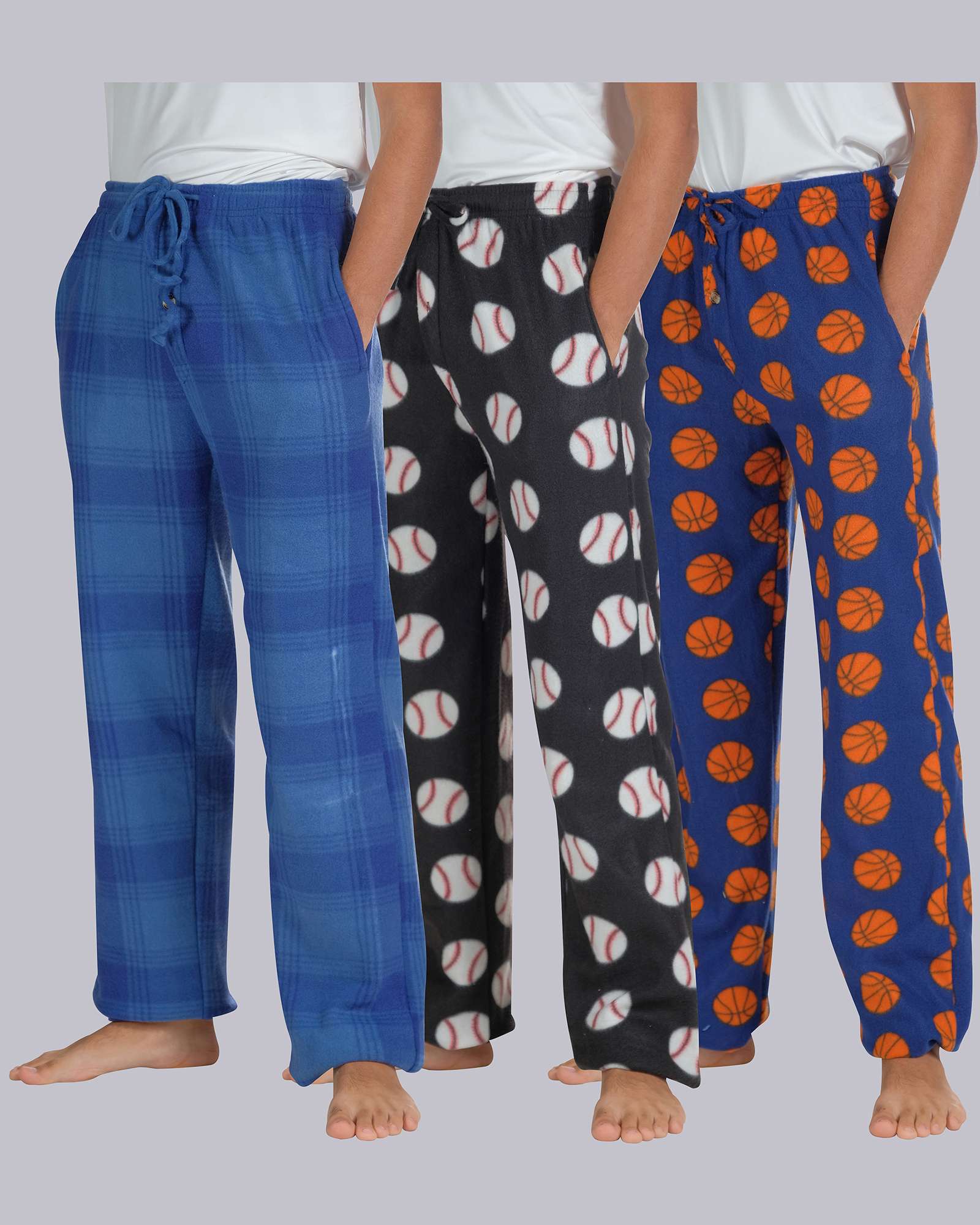3 Pack: Boys Fleece Pajama Pant Lounge Bottoms