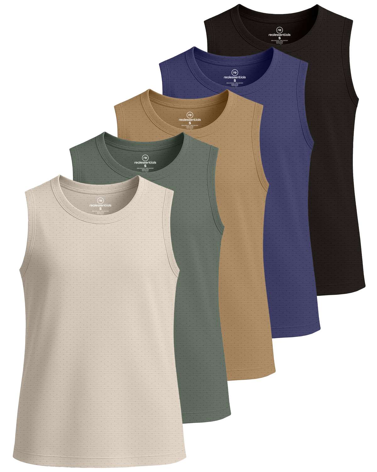 Real Essentials 5 Pack: Girls Breeze Tech Tank Tops – Moisture-Wicking Sports, Dance & Athletic Workout Sleeveless Shirts