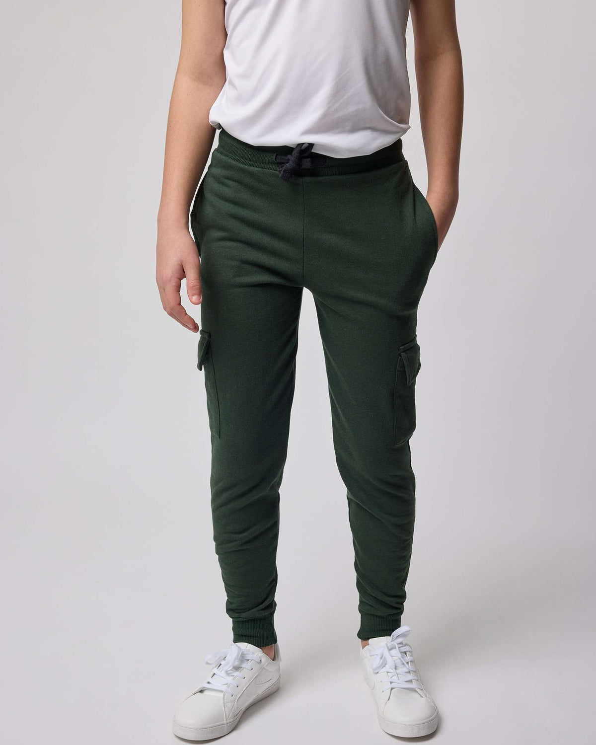 Real Essentials 3 Pack Boys' Cotton Cargo Fleece Joggers Sweatpants Pockets Athletic Kids - Set 2