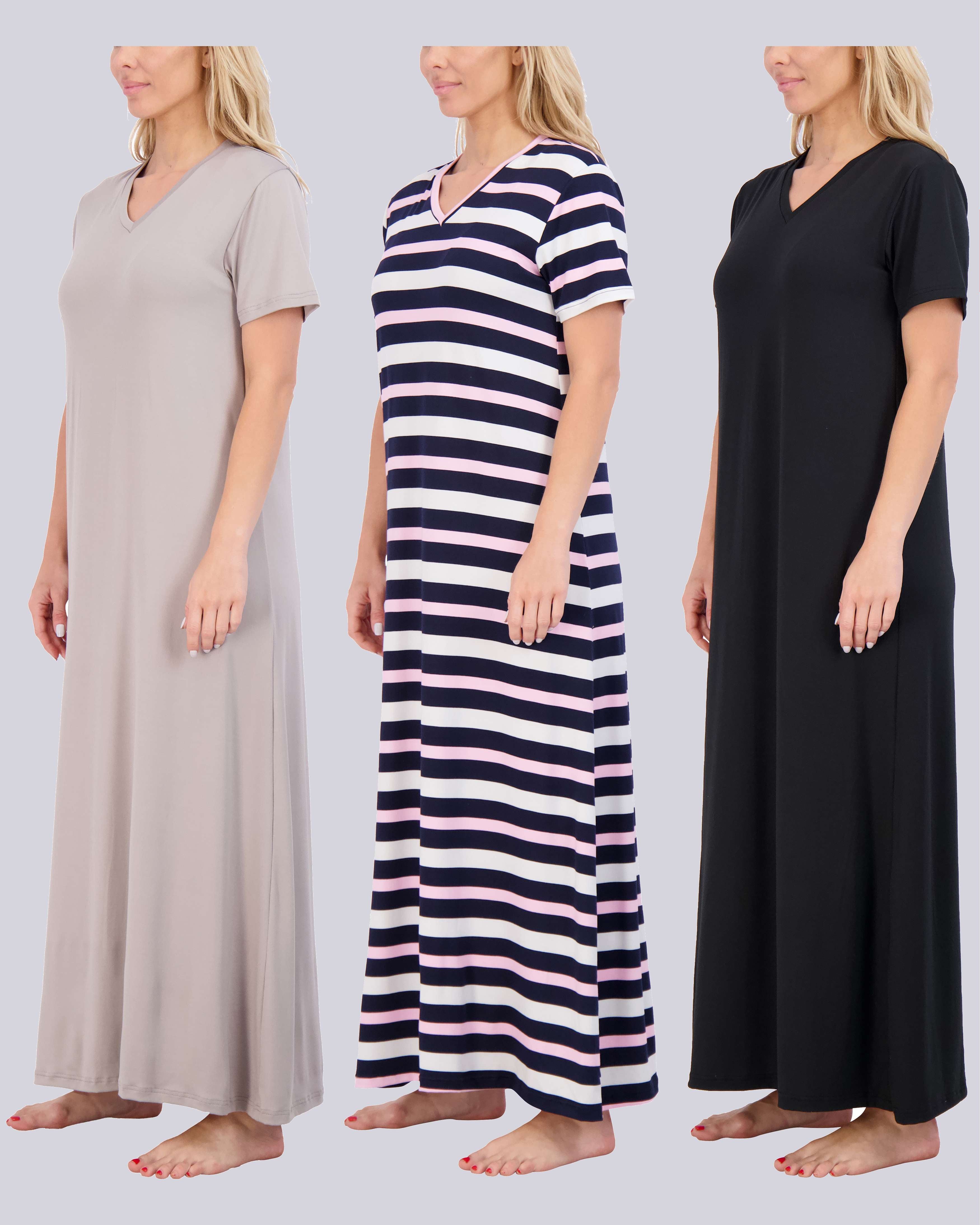 3 Pack: Women's Soft Maxi Nightshirt (Available in Plus Size)