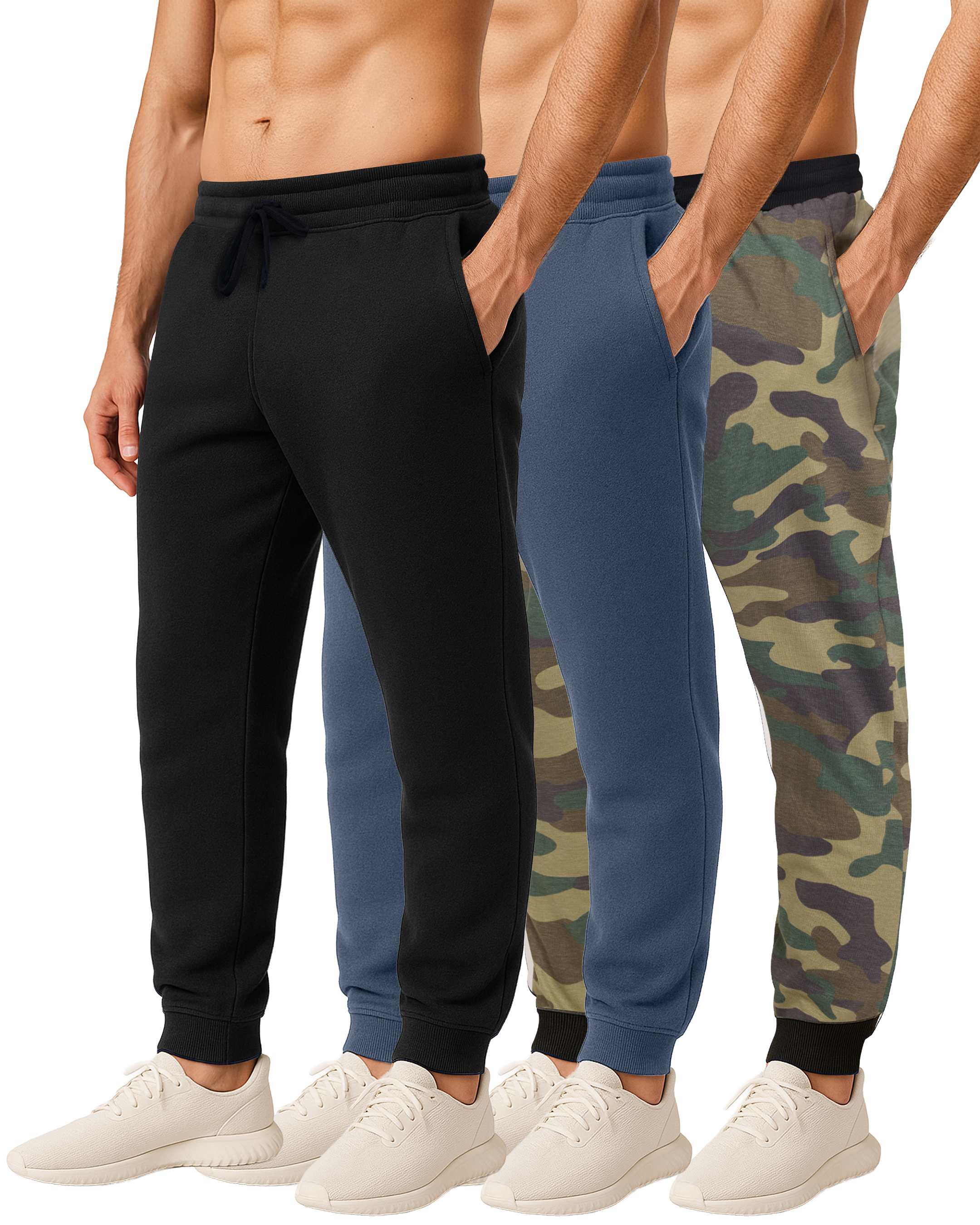 3 Pack: Mens Fleece Jogger Sweatpants