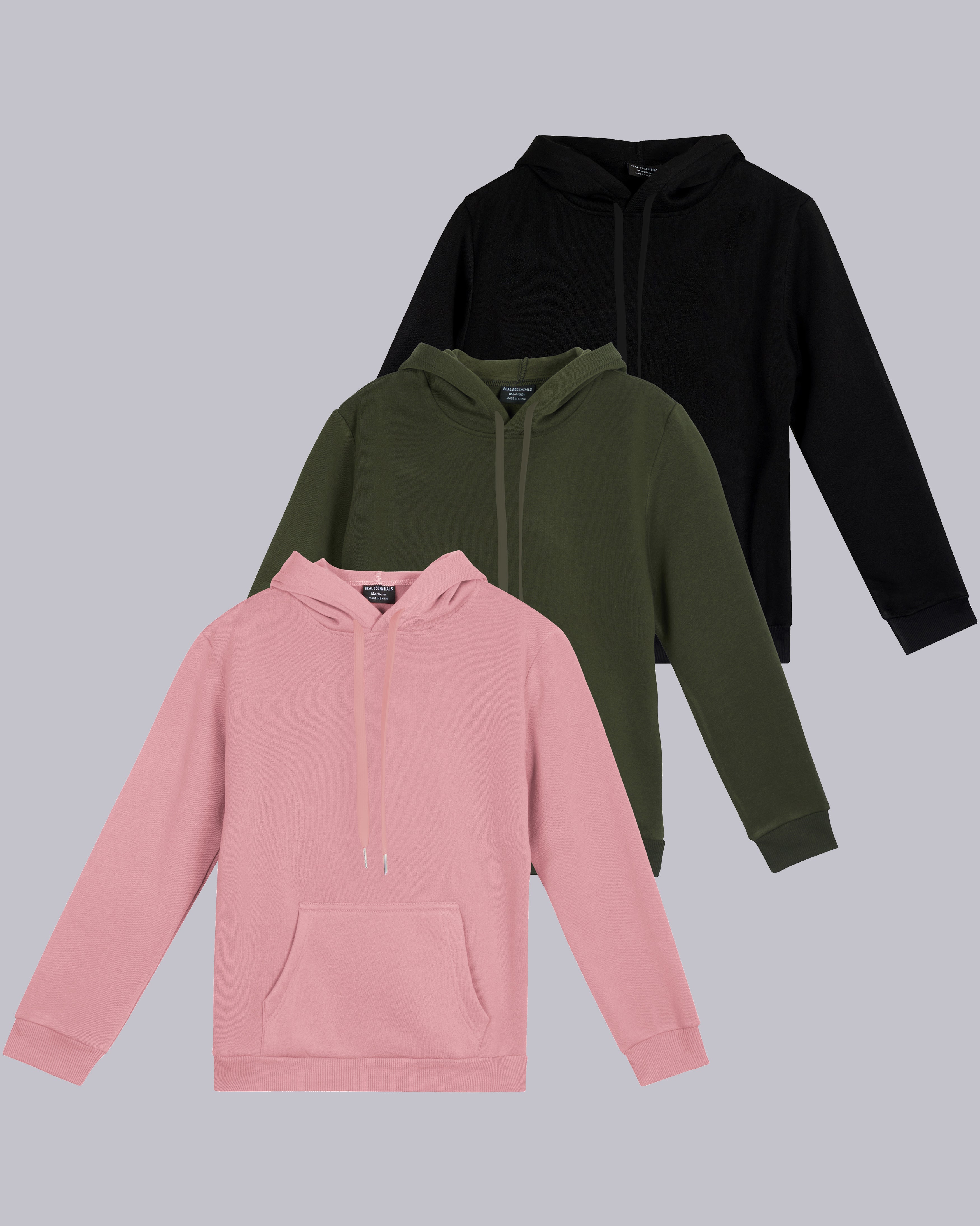 3 Pack: Womens Fleece Pullover Hoodie Sweatshirt