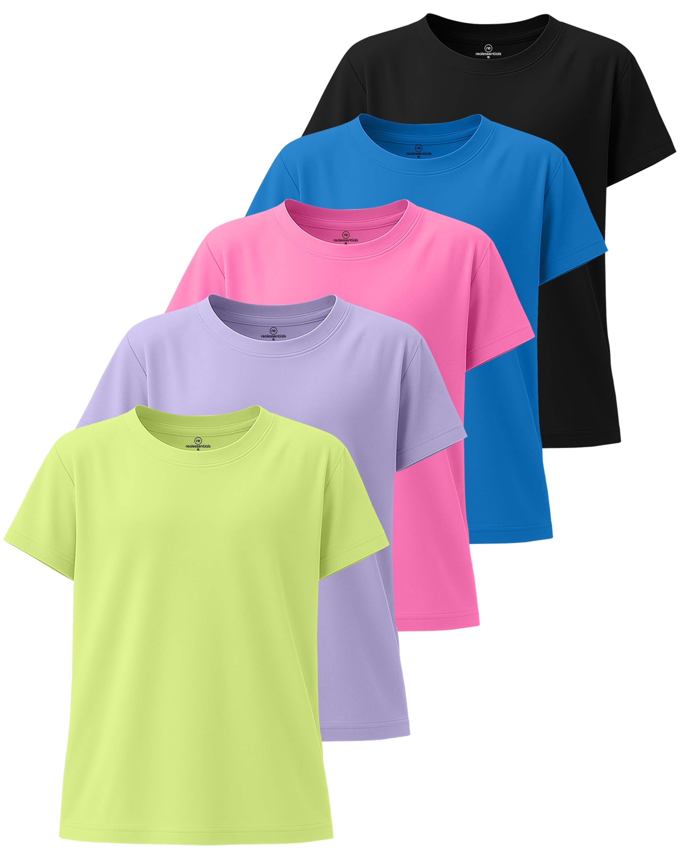 4 Pack: Girls Short Sleeve Dry-Fit Crew Neck Active T-Shirt