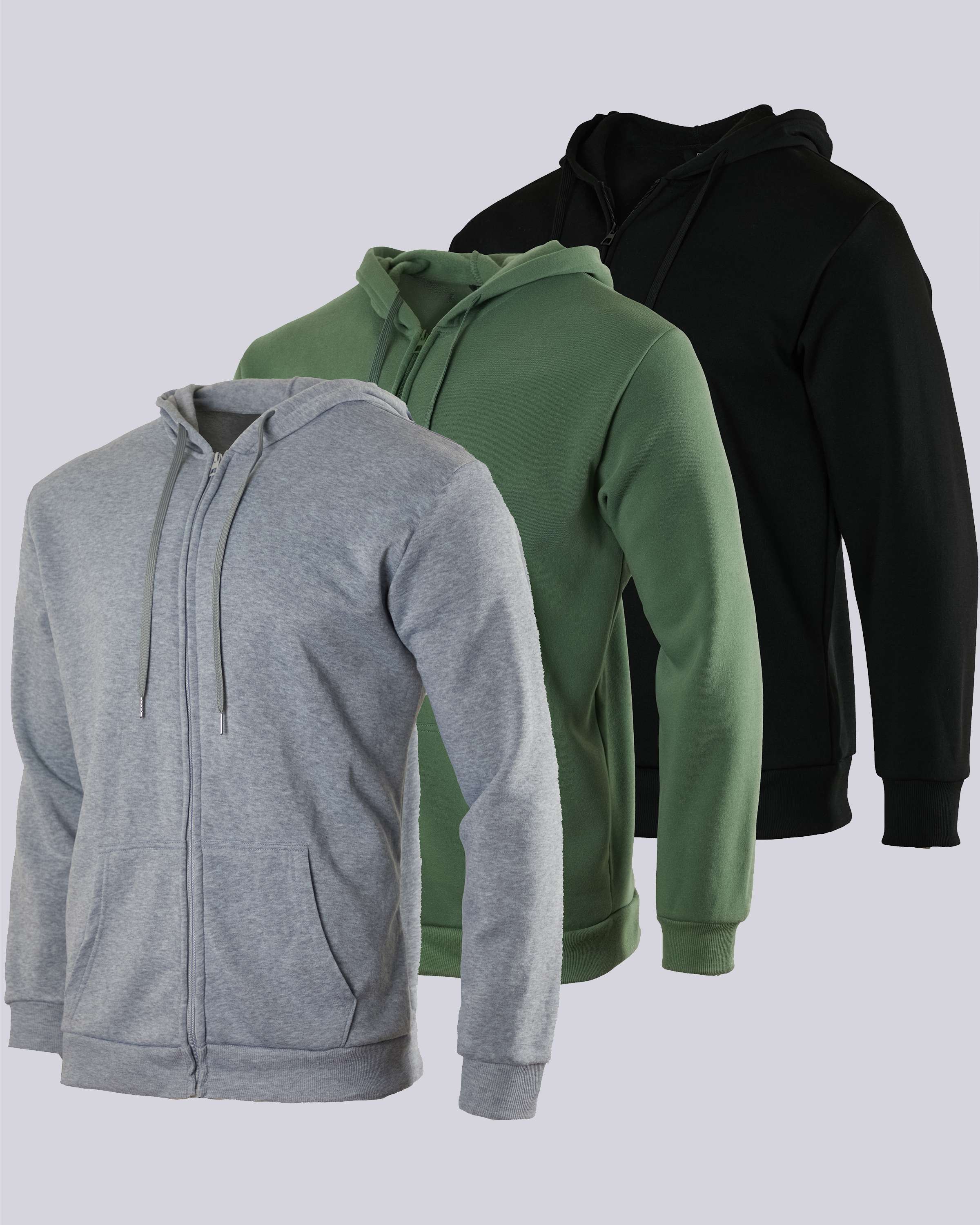 Real Essentials Men's 3-Pack Fleece Pullover Hoodie - UPF 50+ Long Sleeve Hooded Sweatshirt With Pocket (Big & Tall Sizes Available)