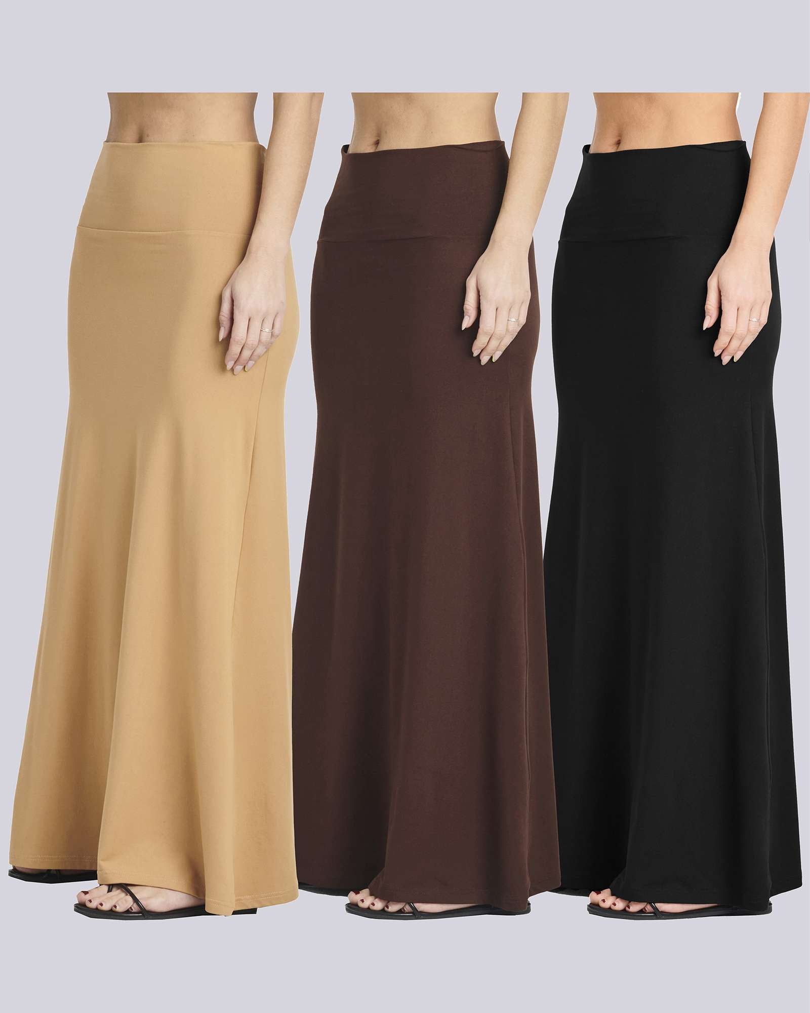 3 Pack: Women's Ultra-Soft Flowy Maxi Skirt