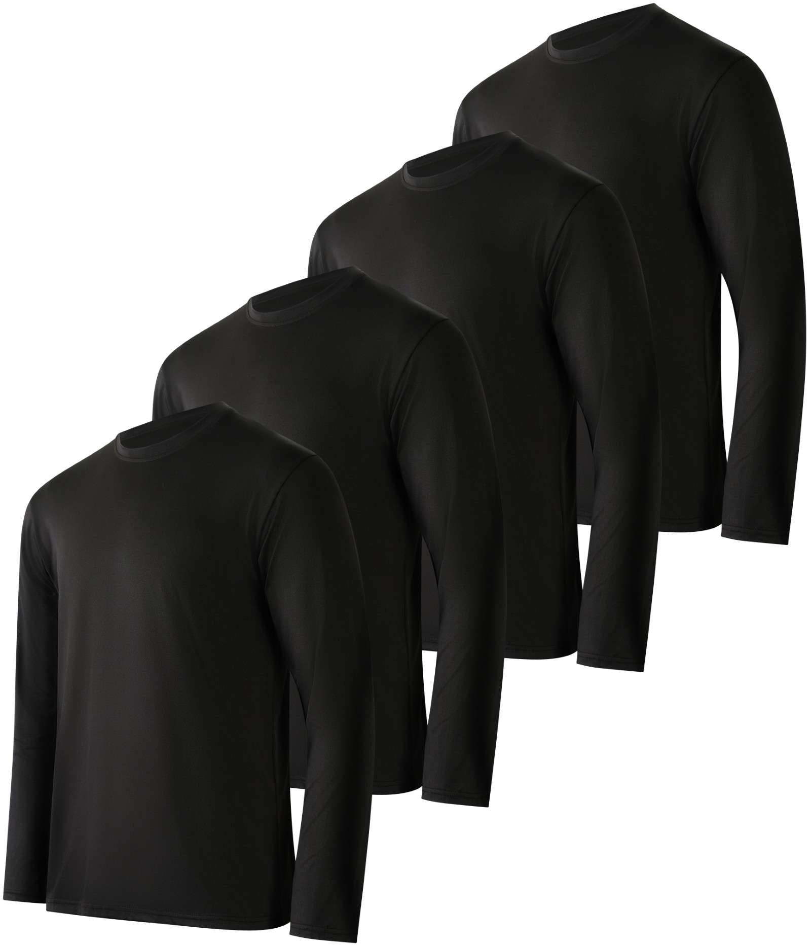 Real Essentials 4 Pack: Men's Dry-Fit UV Moisture Wicking UPF 50+ SPF Sun Protective Fishing Hiking Swim Long Sleeve Shirt