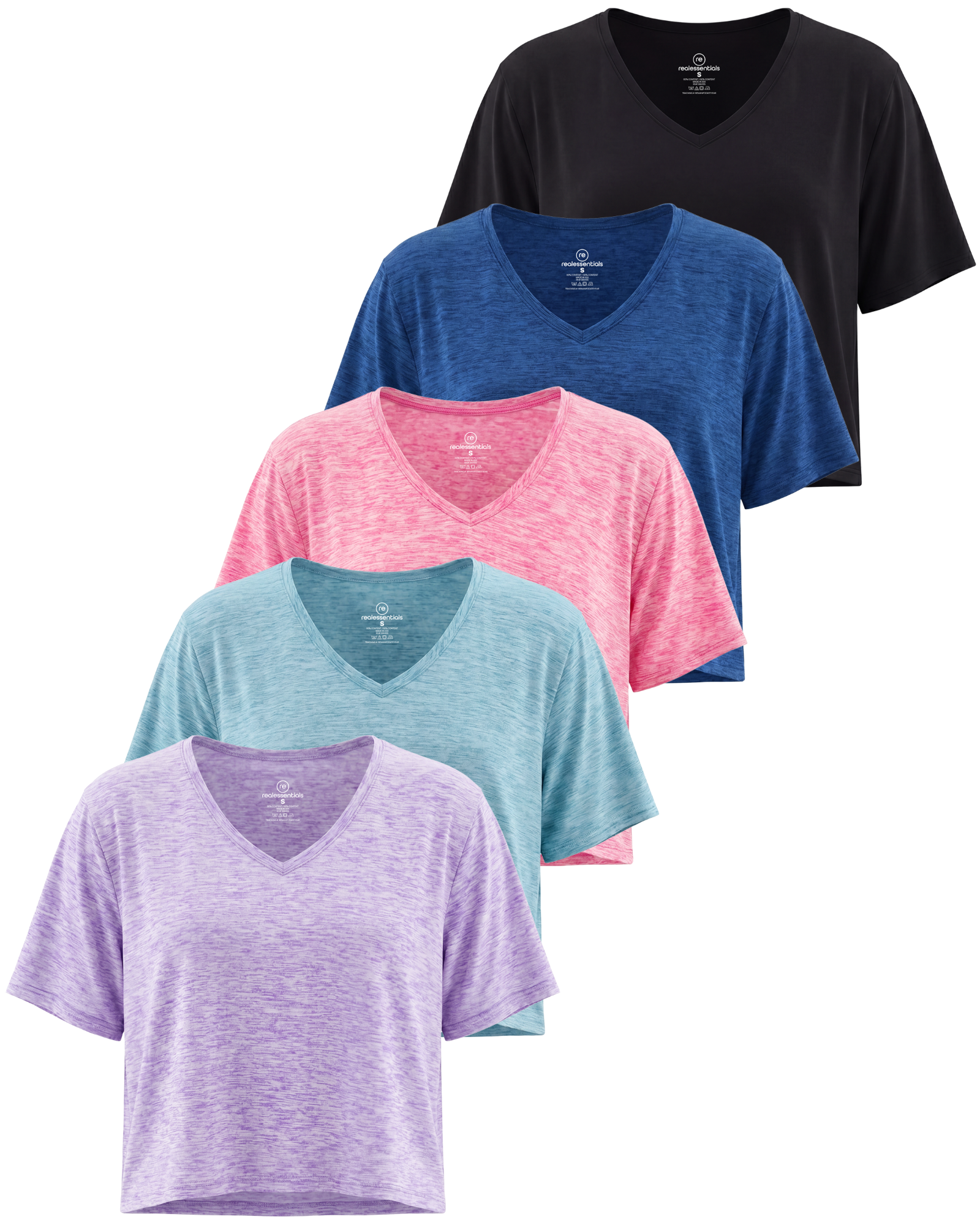 5 Pack: Women's Dry-Fit Short Sleeve V-Neck Crop Top