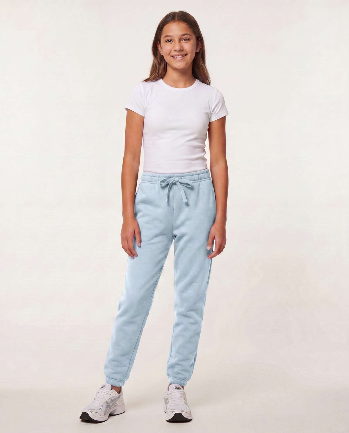 Real Essentials 3 Pack Girls' Cotton Fleece Joggers Sweatpants Kids Teens Pants Sweats - Solid Black, Solid Pale Lilac, Solid Ballad Blue