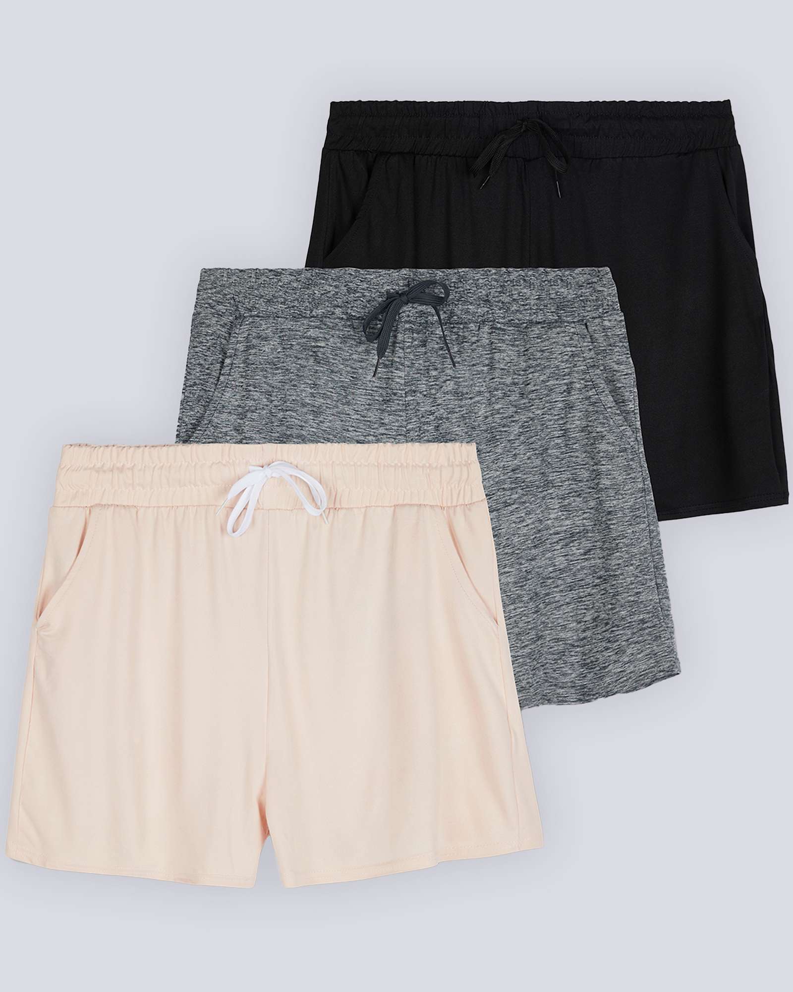 3 Pack: Girls' Lounge Comfy Shorts with Drawstring
