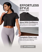 Real Essentials 5 Pack Women's Dry Fit Crop Top Workout T Shirts Short Sleeve Athletic Gym - Set 14