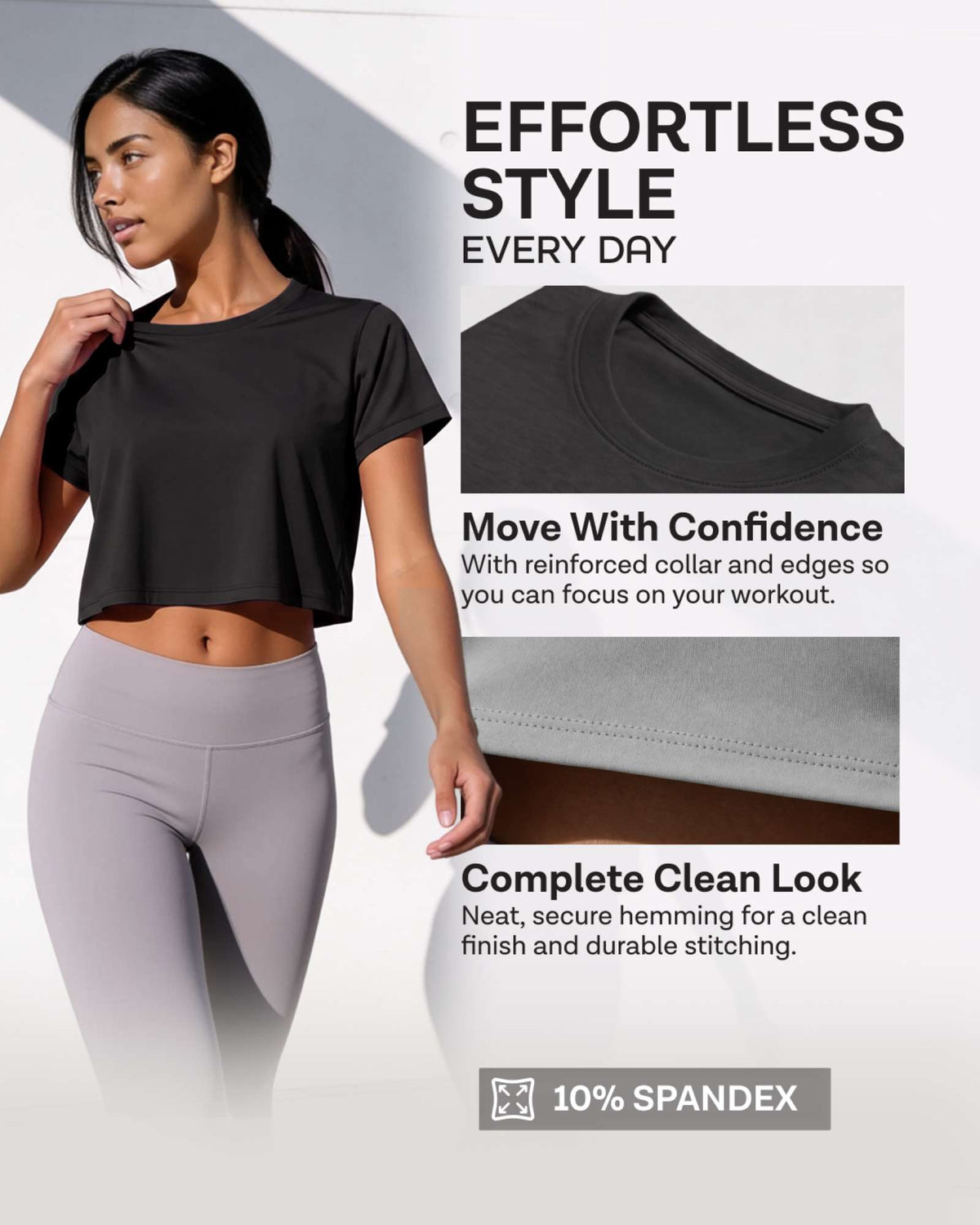 Real Essentials 5 Pack Women's Dry Fit Crop Top Workout T Shirts Short Sleeve Athletic Gym - Set 14