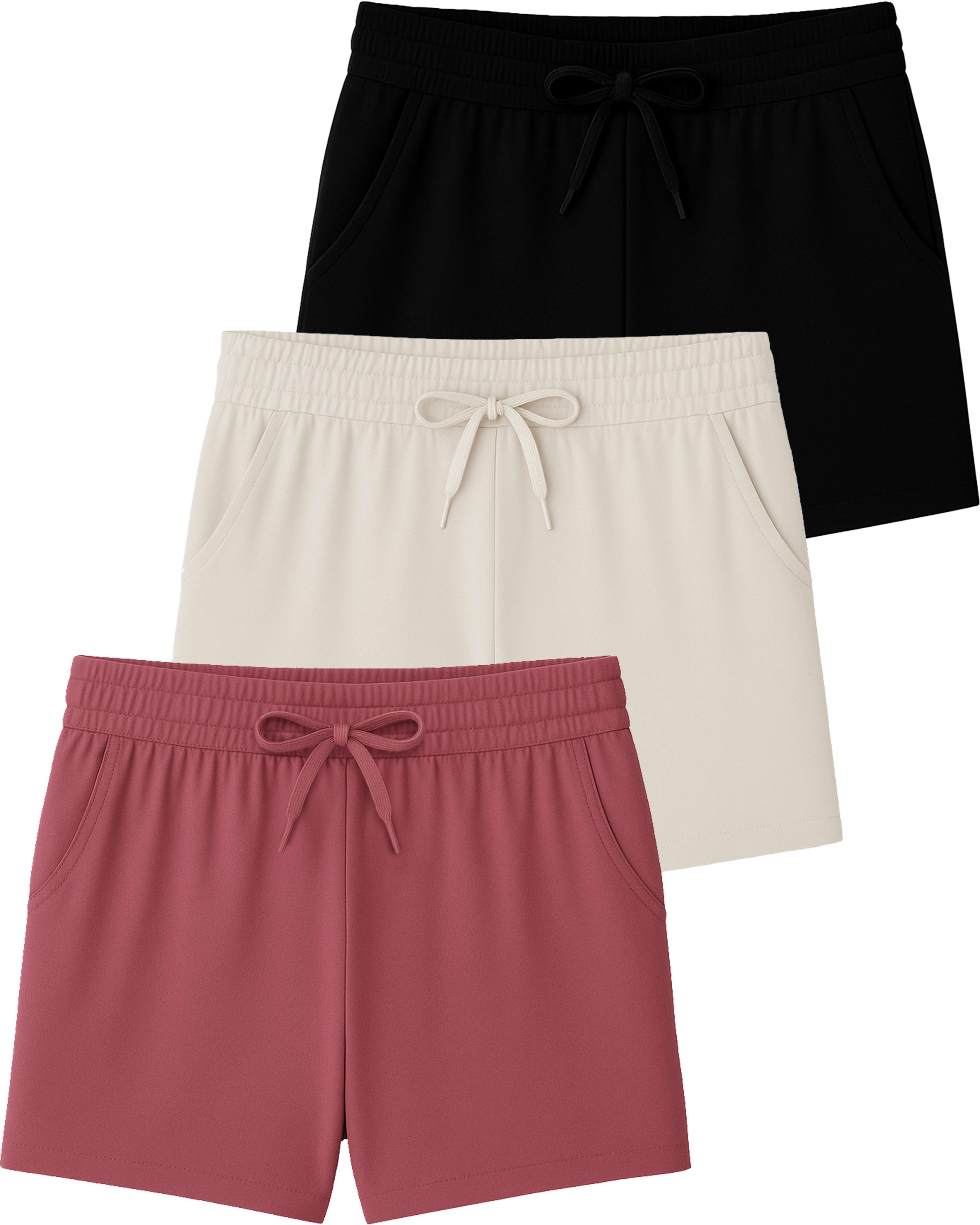 3 Pack: Girls' Lounge Comfy Shorts with Drawstring