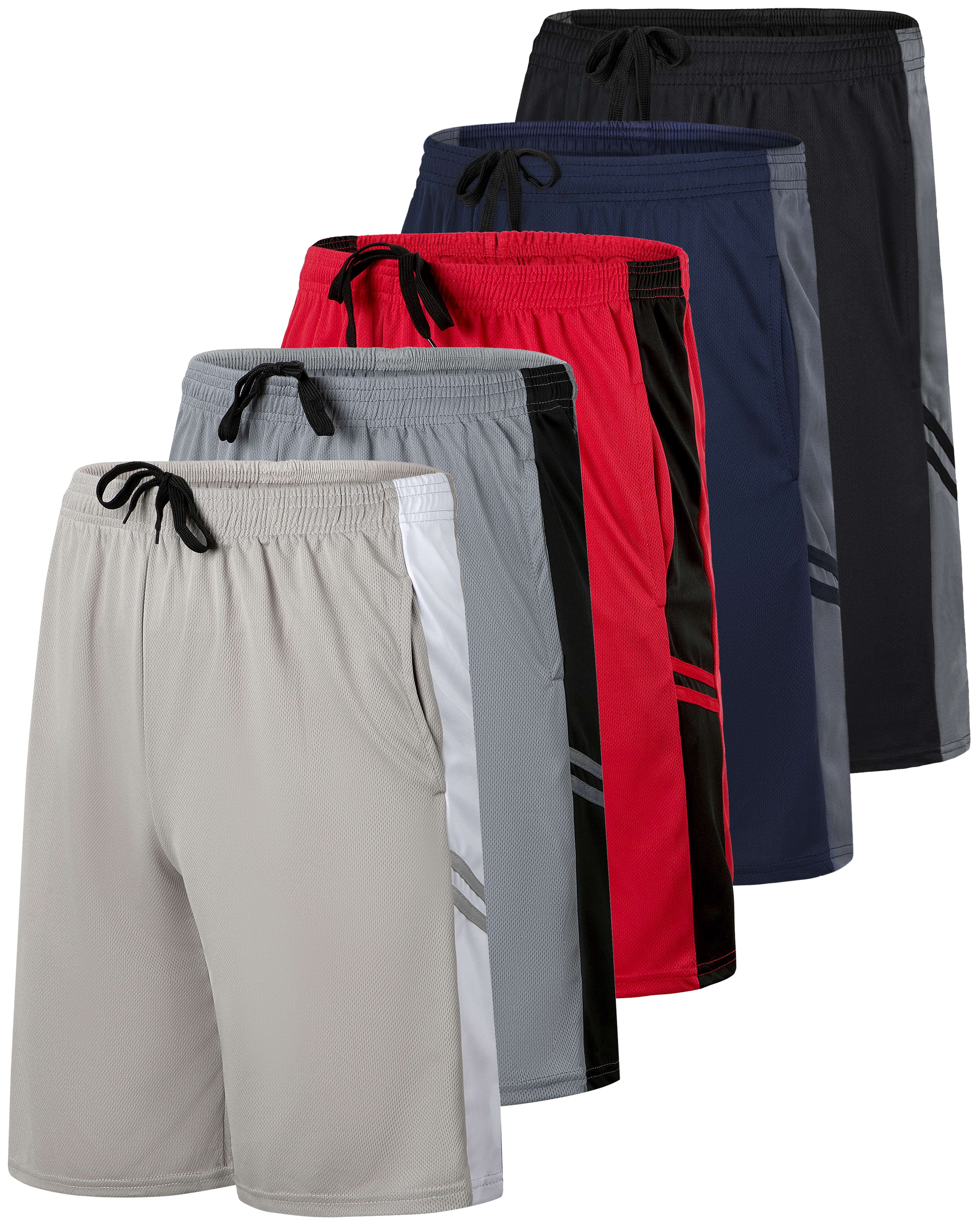 5 Pack: Men's Mesh Athletic Gym Shorts