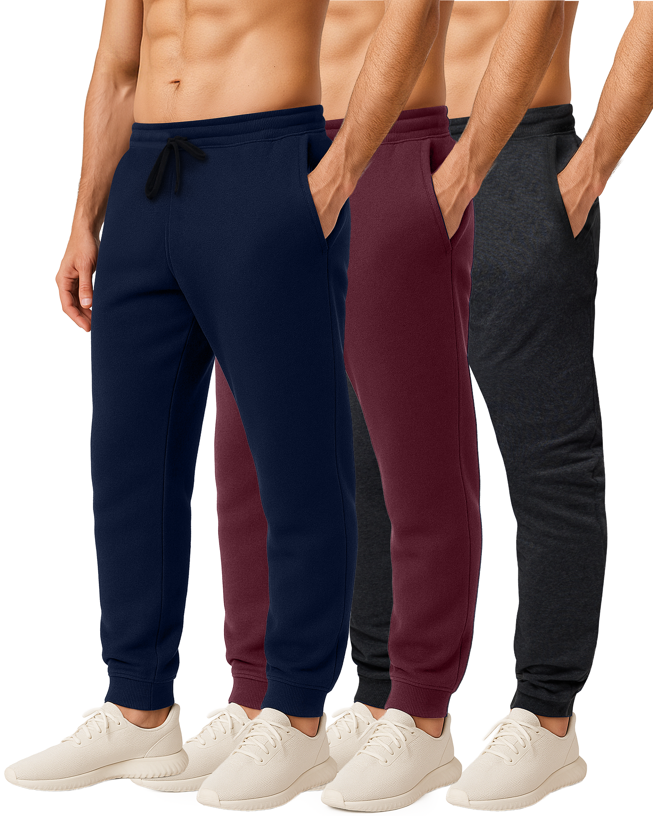 3 Pack: Mens Fleece Jogger Sweatpants