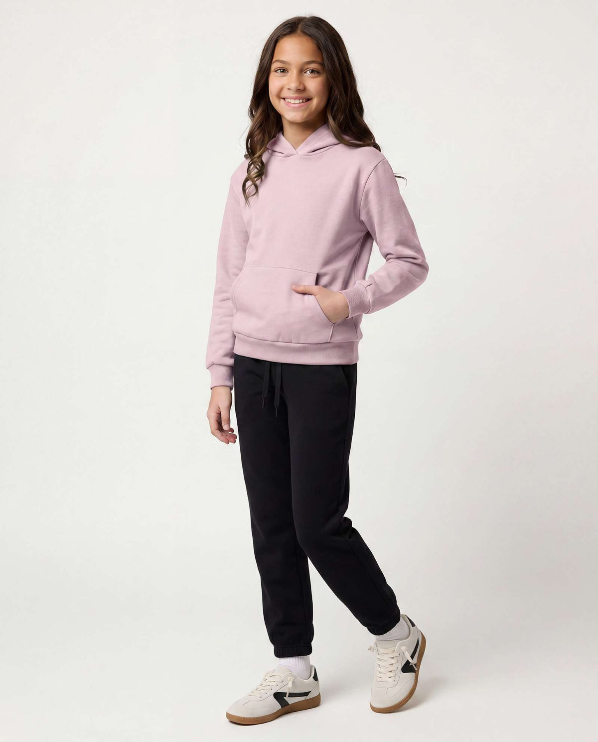 Real Essentials 3 Pack Girls' Fleece Pullover Hoodies Sweatshirts Sweaters Kids Teens Tops - Solid Black, Solid Pale Lilac, Solid Ballad Blue
