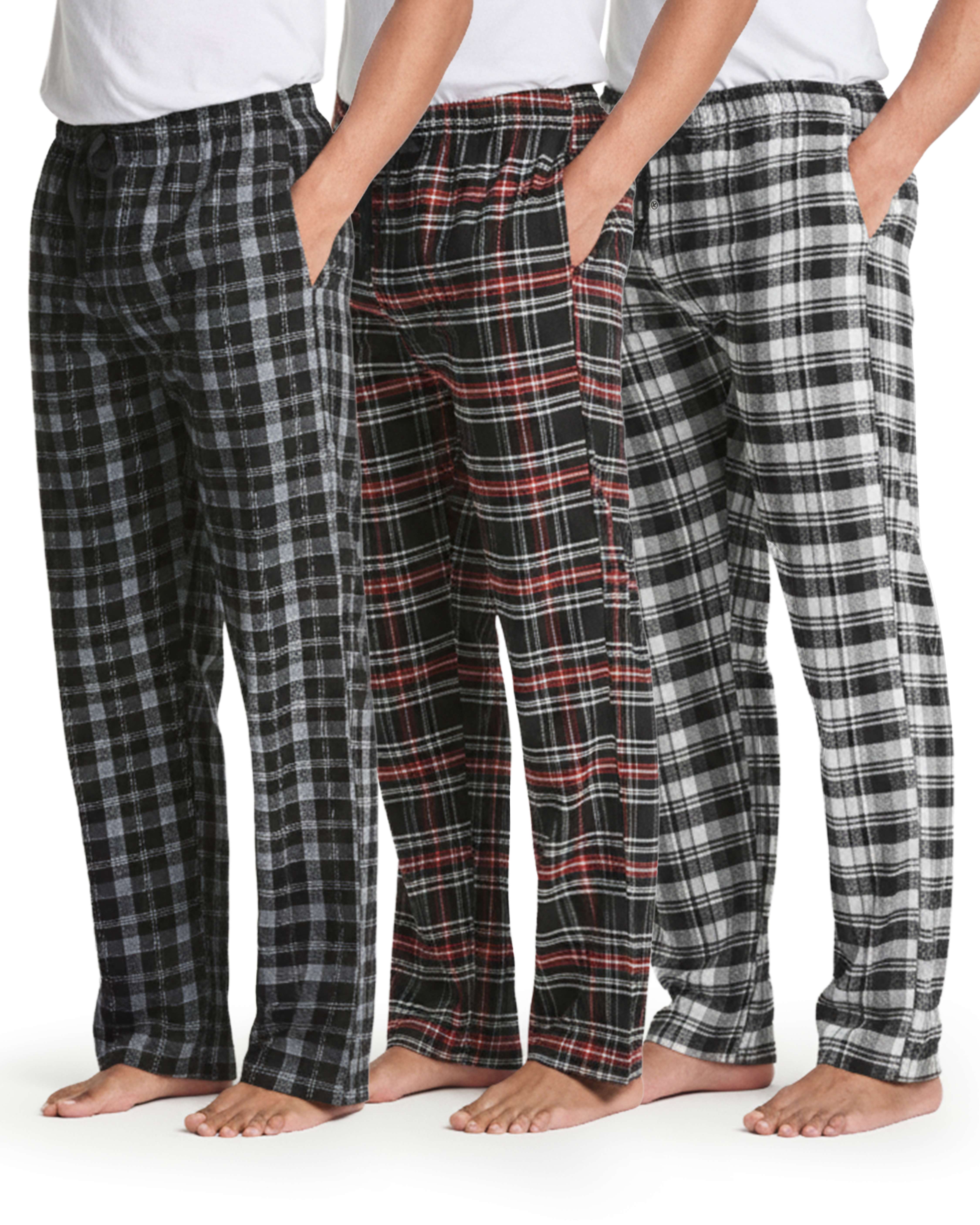 3 Pack: Mens Flannel Plaid Pajama Pants