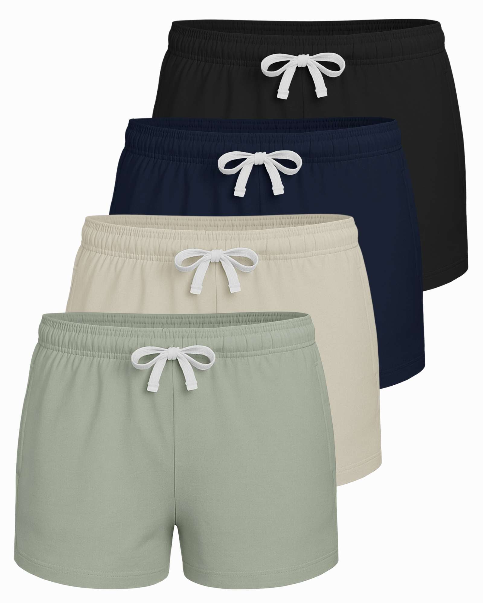 Real Essentials 4 Pack: Girls French Terry Lounge Shorts – Ultra Soft Pull-On Gym, Camp, Sports & Everyday Shorts