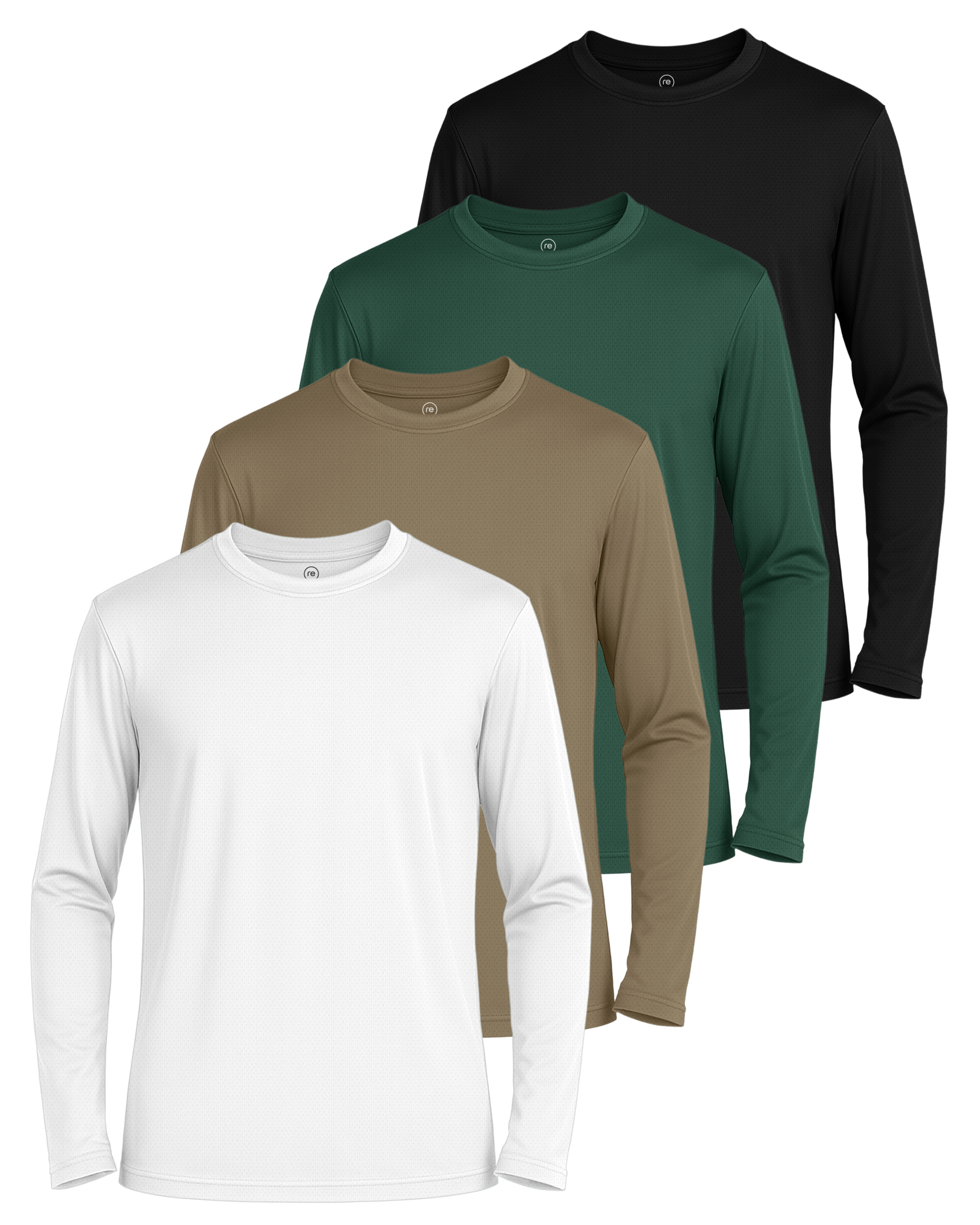 Real Essentials 4 Pack: Boys' Mesh Long Sleeve Athletic T-Shirt - Kids Teens Youth Active Tees Running Tops (Ages 4-18)