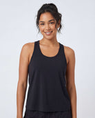 Real Essentials 5 Pack Women's Racerback Crop Tank Tops Dry Fit Workout Athletic Gym Yoga - Solid Black, Solid Black, Solid Black, Solid Black, Solid Black