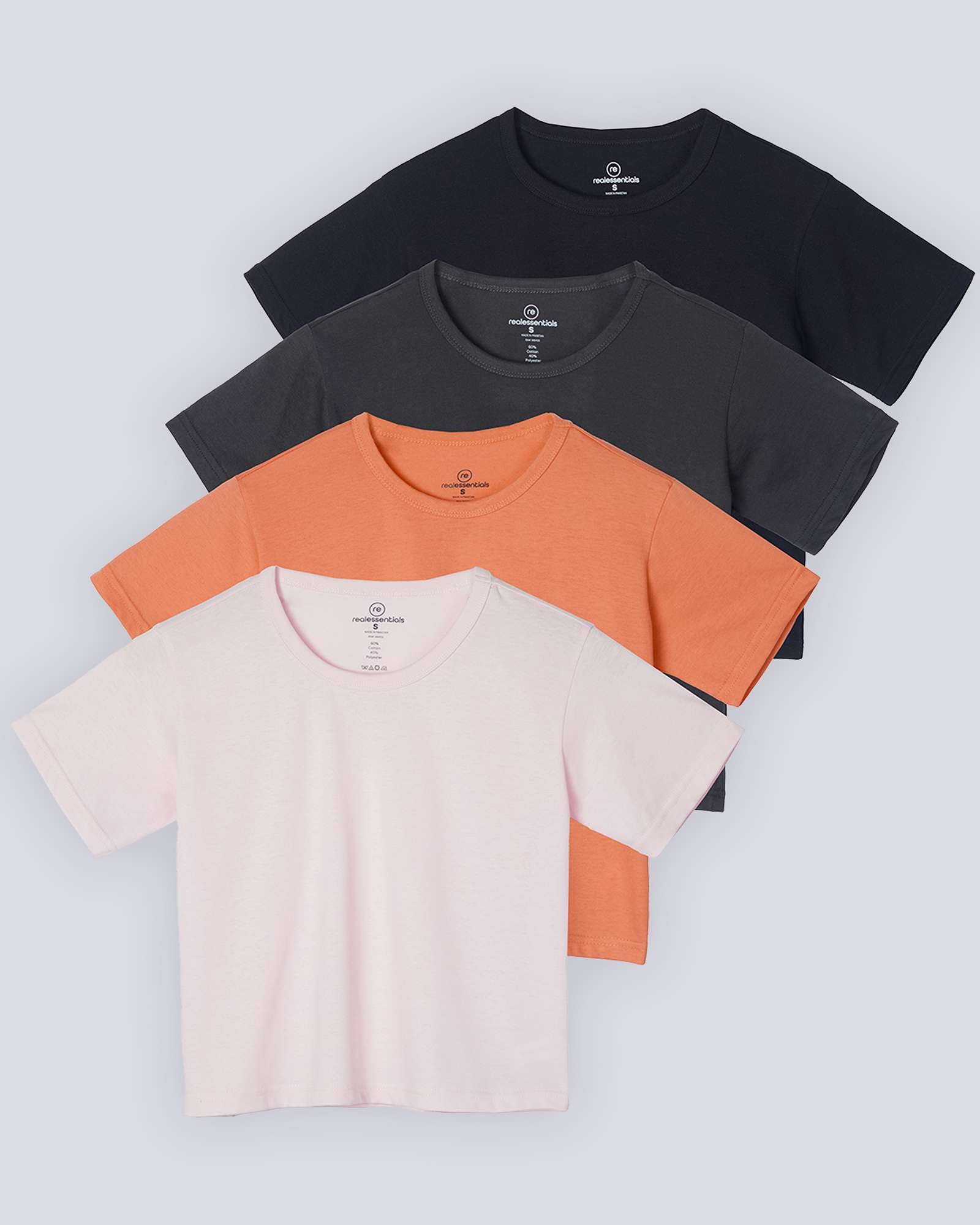 4 Pack: Women's Short Sleeve Crop Top