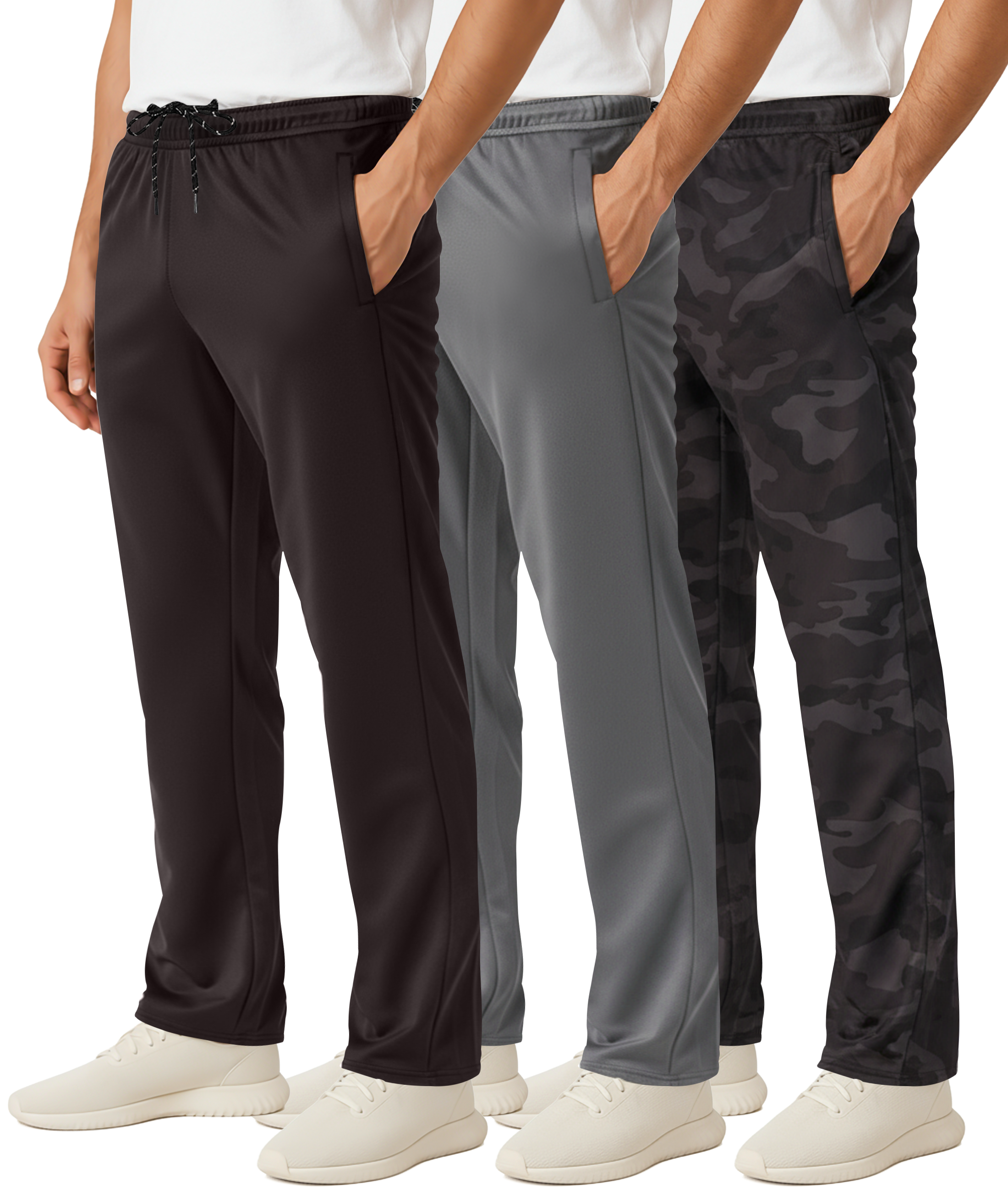 3 Pack: Mens Mesh Active Open Bottom Sweatpants