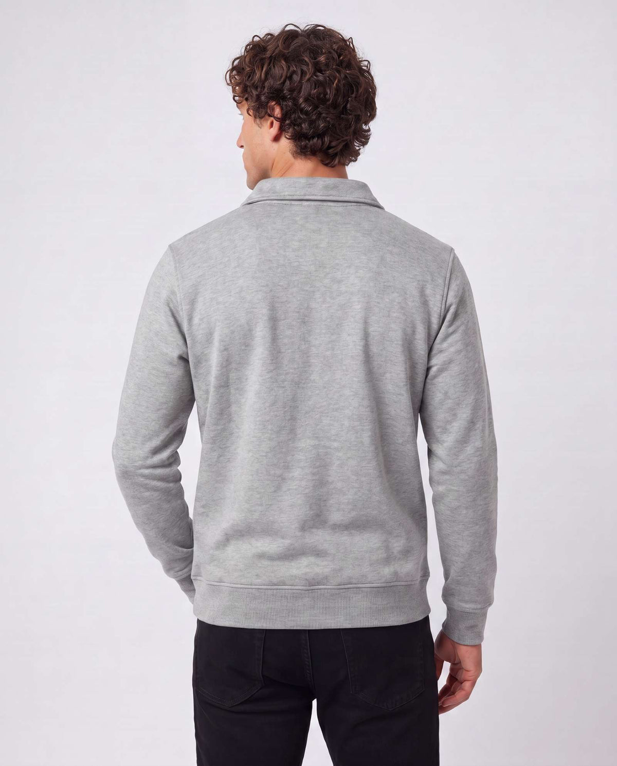 Real Essentials 2 Pack Mens Fleece Quarter Zip Sweatshirt Sweater Collared Long Sleeve Top - Solid Black, Grey Heather