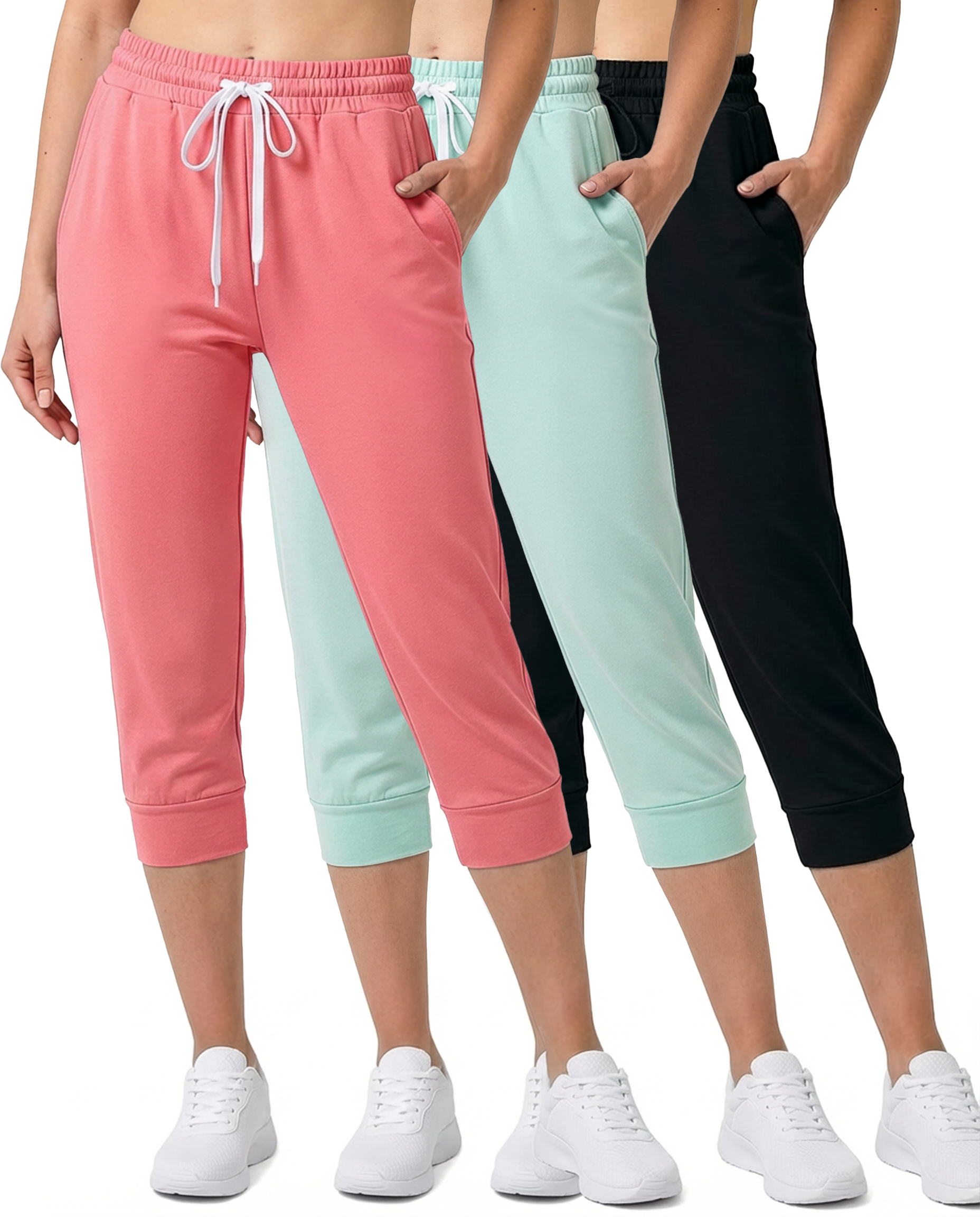 3 Pack: Women's Capri Joggers (Available in Plus Size)