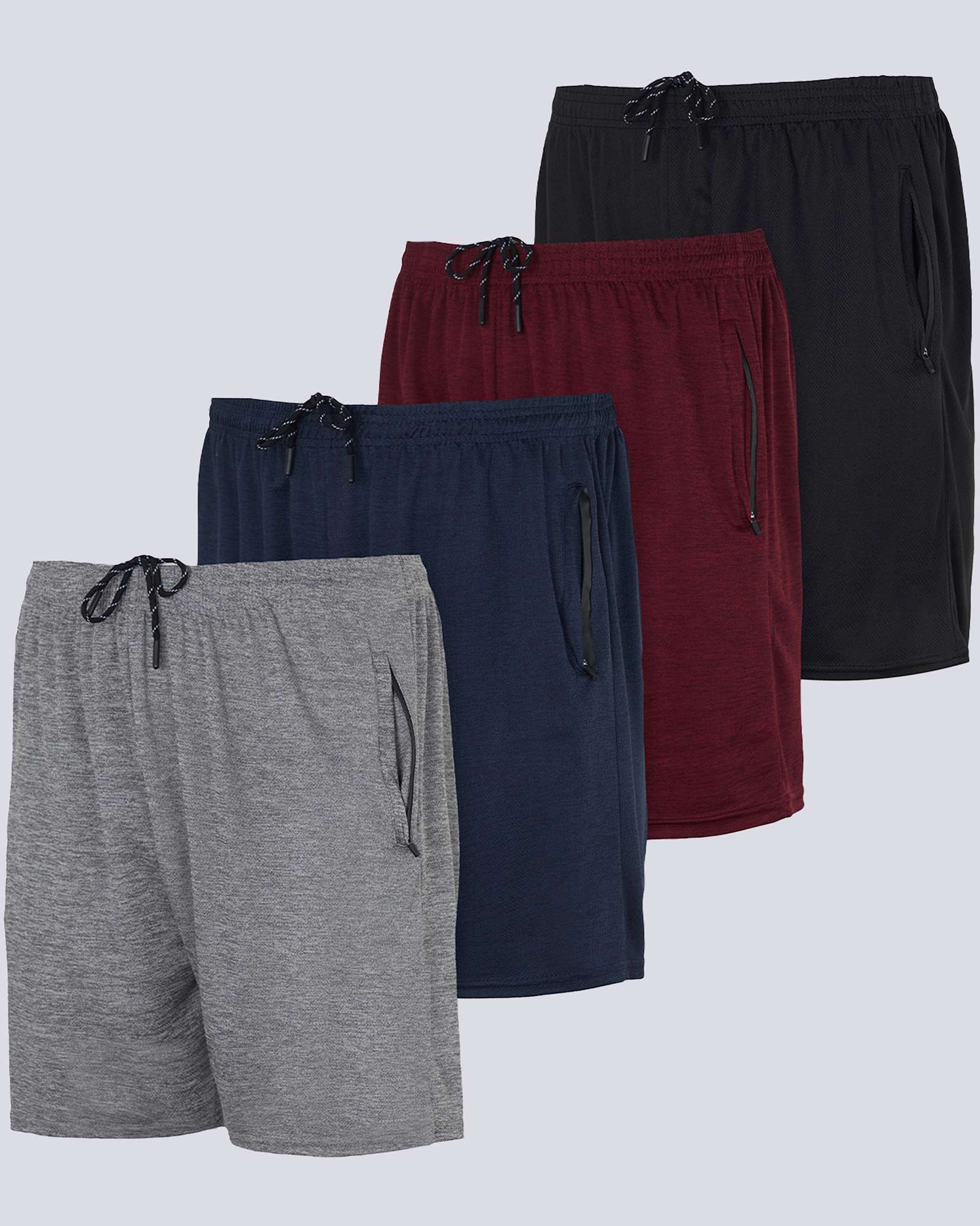 4 Pack: 7" Athletic Running Quick Dry Mesh Shorts with Zipper Pockets (Available In Big & Tall)