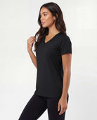 Real Essentials 5 Pack Women's V Neck Tshirts Short Sleeve Dry Fit Workout Tops Tees Shirts - Solid Black, Solid Bright White, Solid Ultimate Grey, Navy Blazer, Solid Festival Bloom