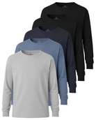 Real Essentials 5 Pack Boys' Cotton Long Sleeve Jersey T Shirts Kids School Youth Tees - Set 8