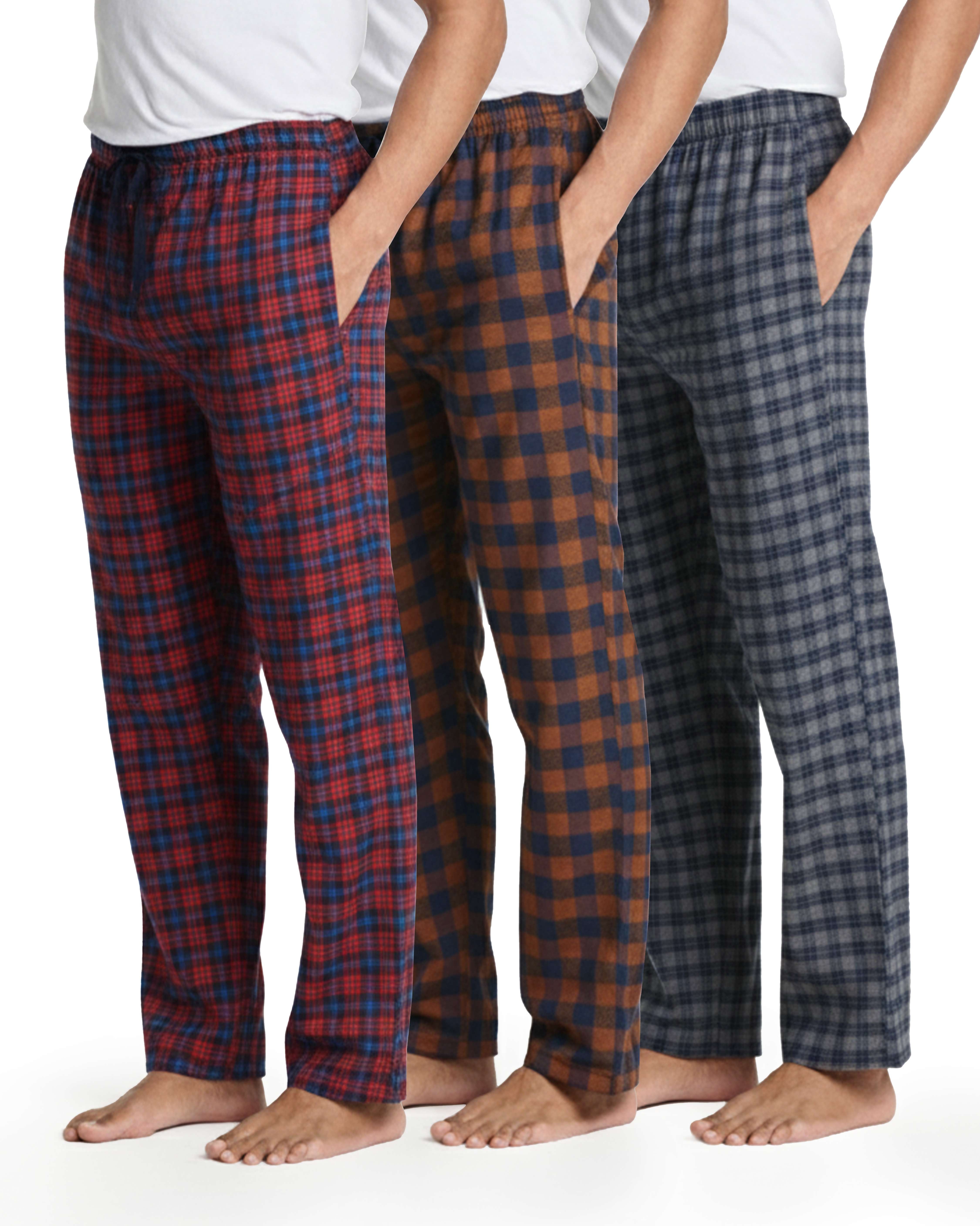 3 Pack: Mens Flannel Plaid Pajama Pants