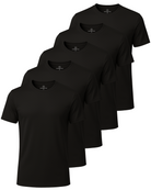 Real Essentials 5 Pack Men's Dry Fit Short Sleeve Crew T Shirts Gym Tees Athletic Workout - Solid Black, Solid Black, Solid Black, Solid Black, Solid Black