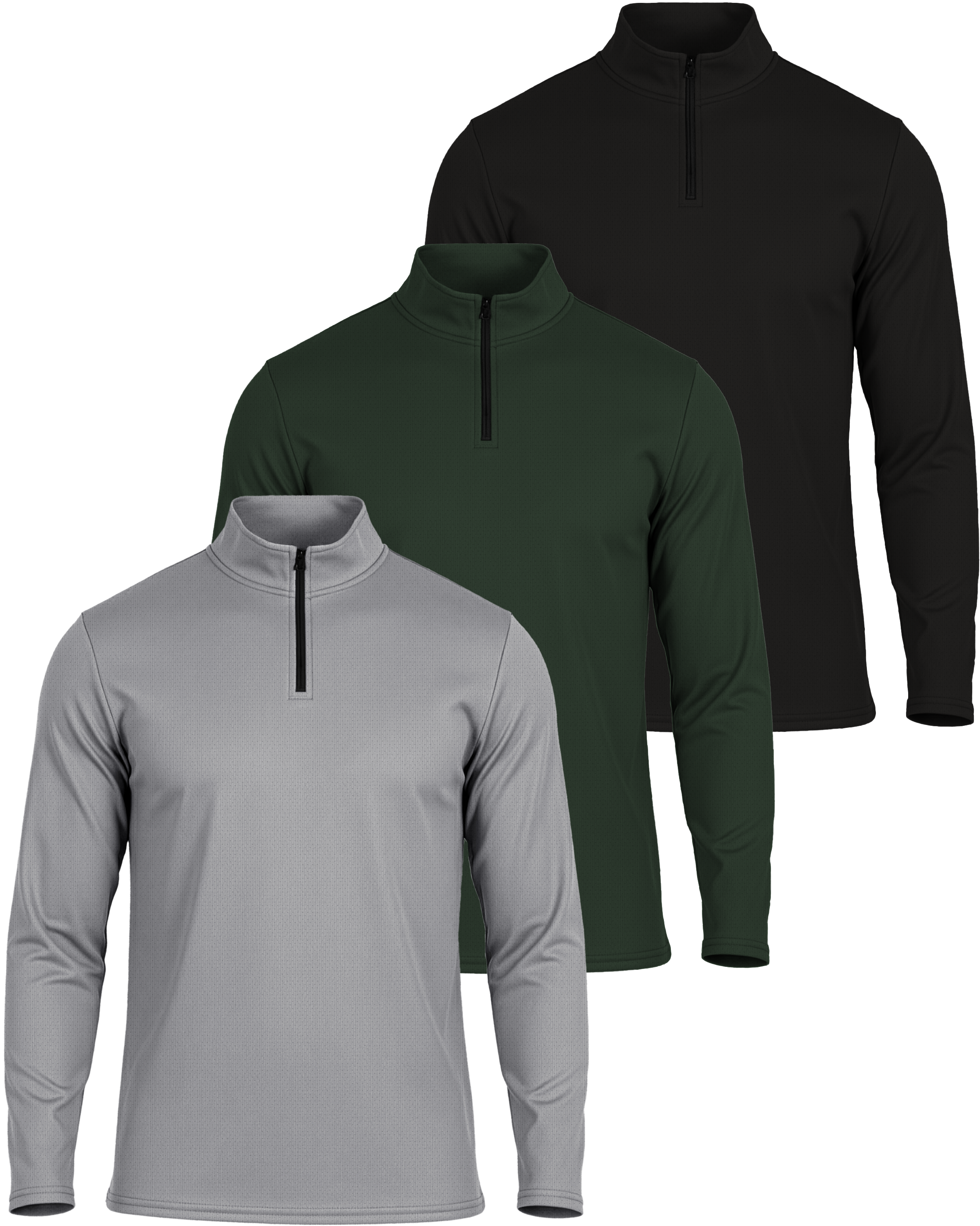 3 Pack: Mens Mesh Active Quarter Zip Pullover