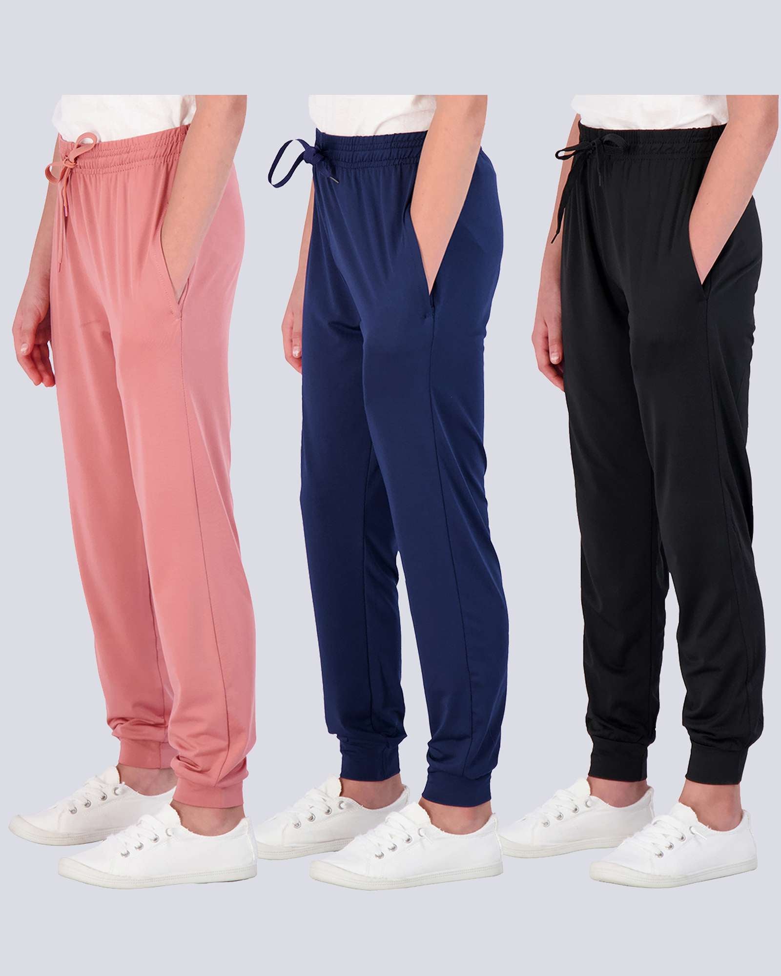 Real Essentials 3 Pack Girls Sweatpants Active Fleece Jogger Pants Size 7 16