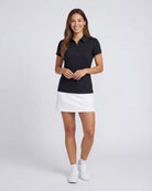 Real Essentials 3 Pack Women's Dry Fit Golf Polo Shirts with Zipper Short Sleeve Collared - Solid Black, Solid Black, Solid Black