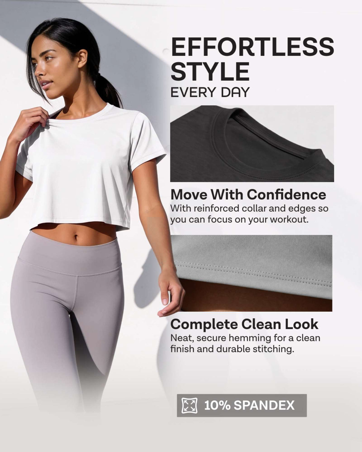 Real Essentials 5 Pack Women's Dry Fit Crop Top Workout T Shirts Short Sleeve Athletic Gym - Set 11