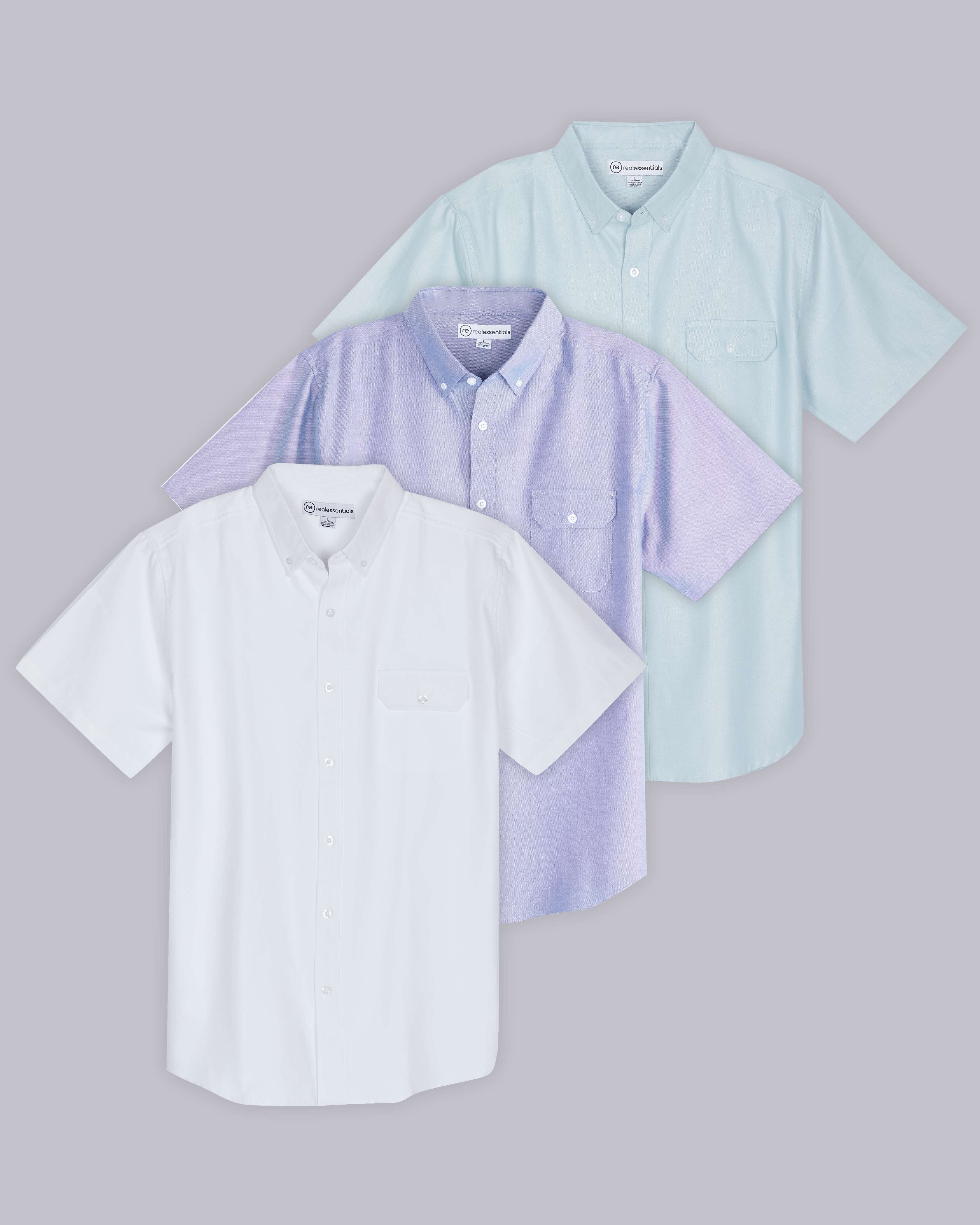 3 Pack: Men's Short-Sleeve Oxford Shirt (Available in Big & Tall)