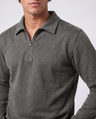 Real Essentials 2 Pack Mens Fleece Quarter Zip Sweatshirt Sweater Collared Long Sleeve Top - Solid Navy Blazer, Charcoal Heather
