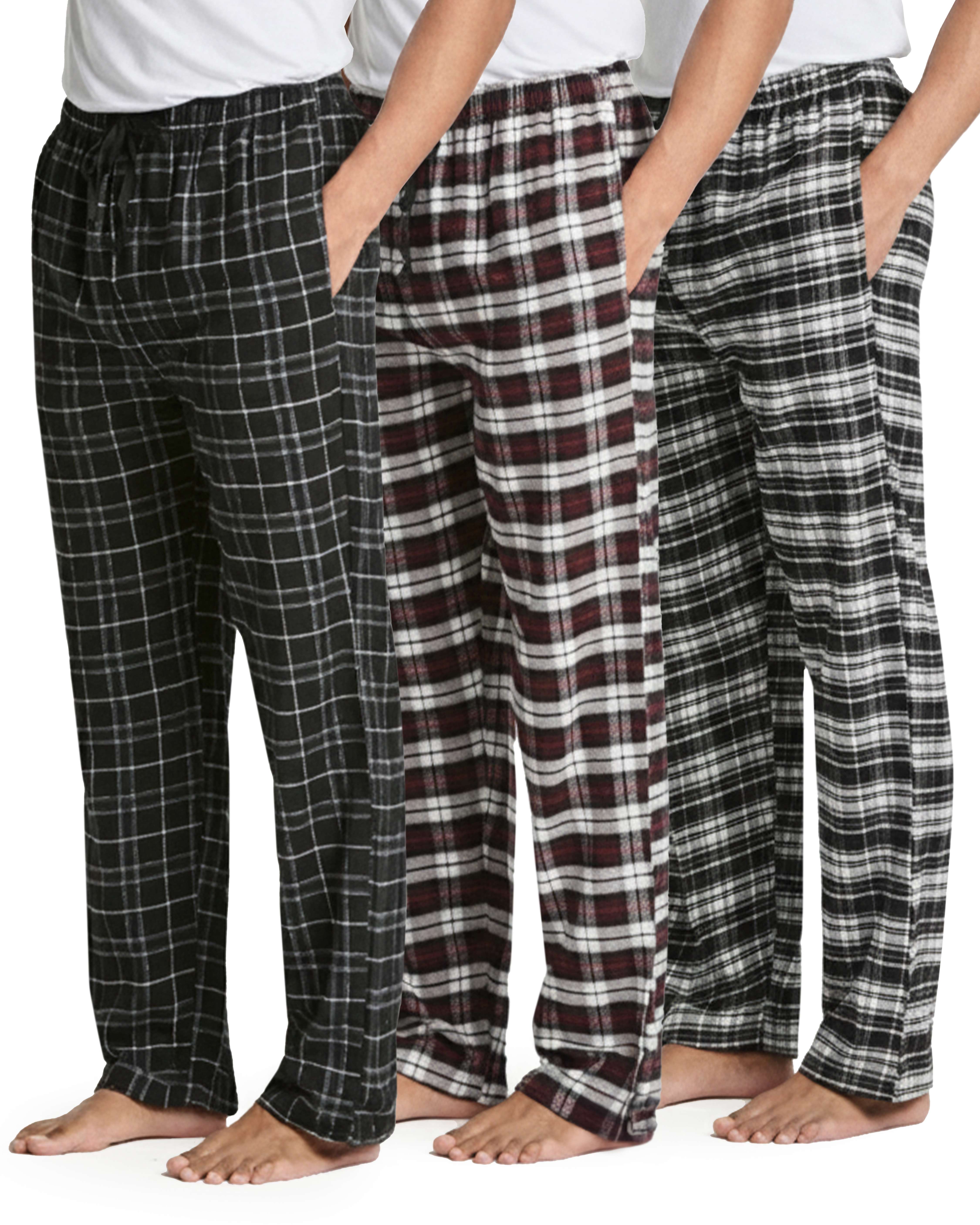3 Pack: Mens Flannel Plaid Pajama Pants