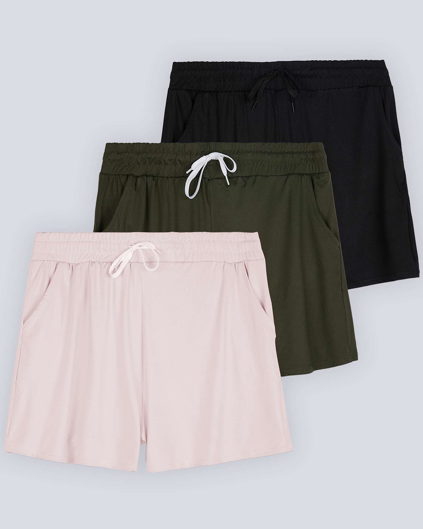 3 Pack: Girls' Lounge Comfy Shorts with Drawstring – Real