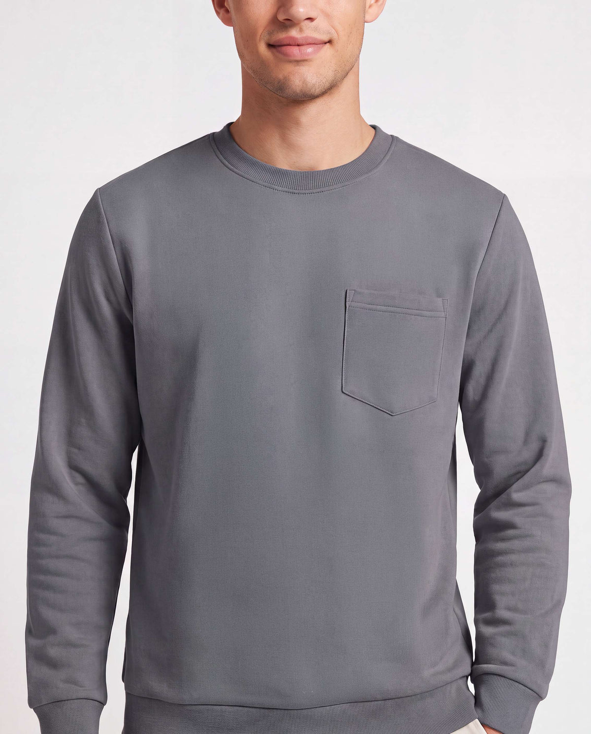 Real Essentials 3 Pack Mens Fleece Pocket Sweatshirt Pullover Long Sleeve Shirts Sweater - Solid Black, Solid Quiet Shade, Grey Heather