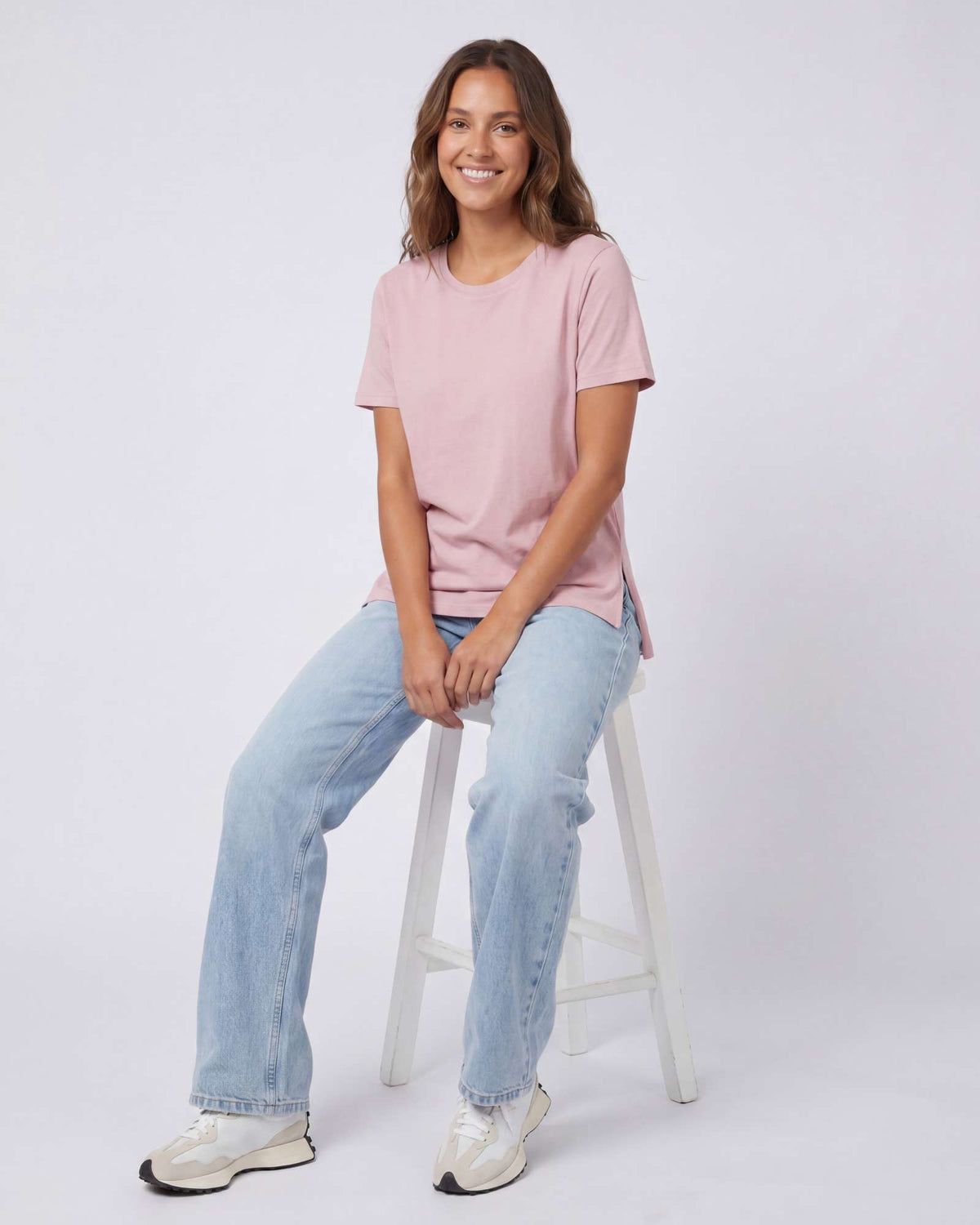 Real Essentials 3 Pack Women's Cotton Tshirts Split Hem Short Sleeve Crew Neck Tees Tops - Solid Black, Solid Ballad Blue, Solid Pale Lilac
