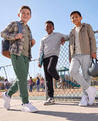 Real Essentials 3 Pack Boys Fleece Joggers Sweatpants Zipper Pockets Athletic Pants Teen - Solid Black, Solid Pine Grove, Grey Heather