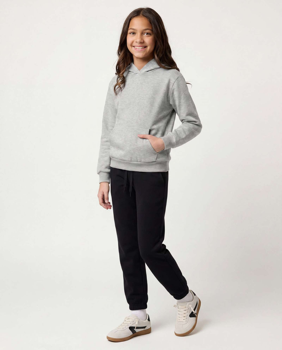 Real Essentials 3 Pack Girls' Fleece Pullover Hoodies Sweatshirts Sweaters Kids Teens Tops - Solid Black, Solid Fragrant Lilac, Grey Heather
