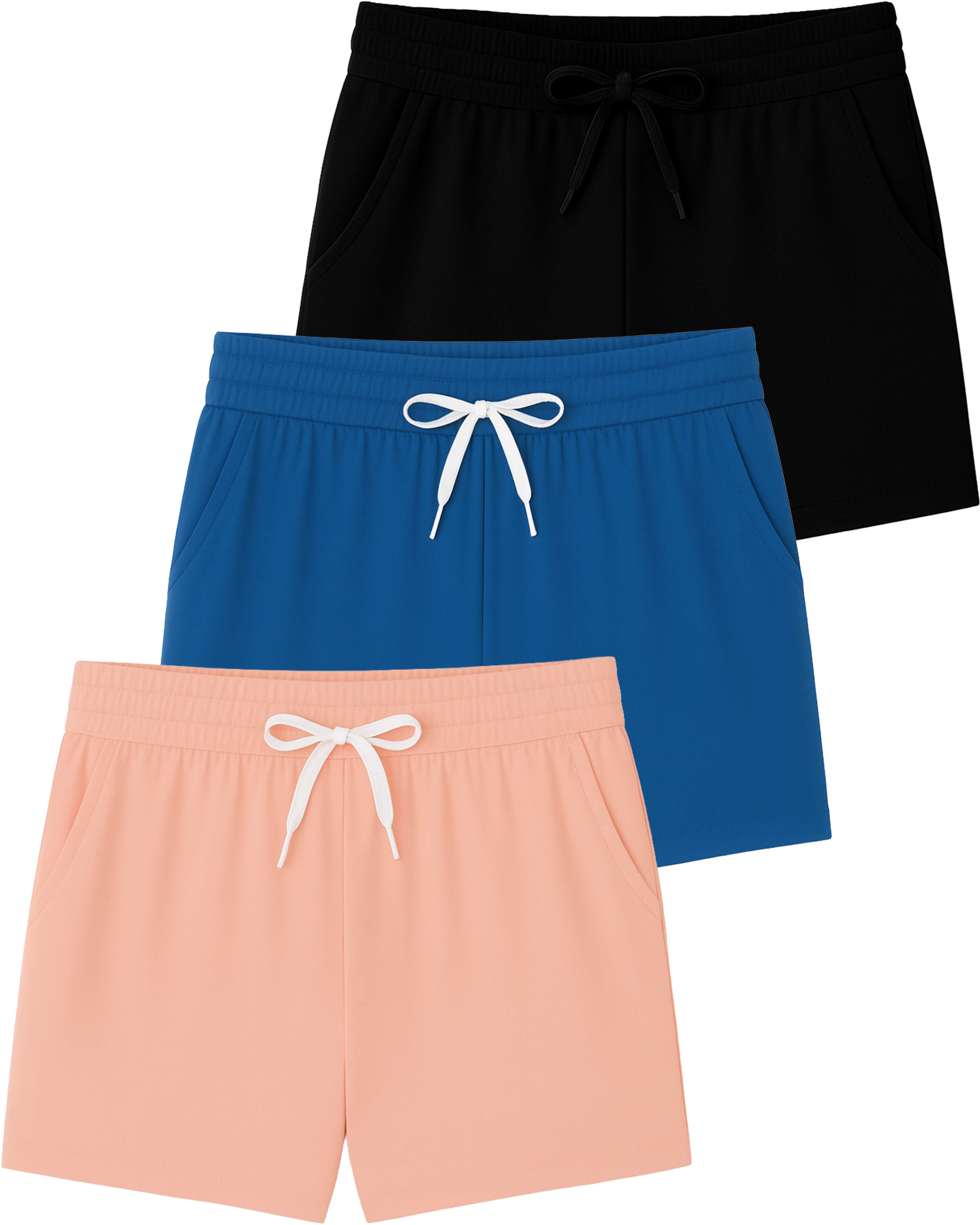 3 Pack: Girls' Lounge Comfy Shorts with Drawstring