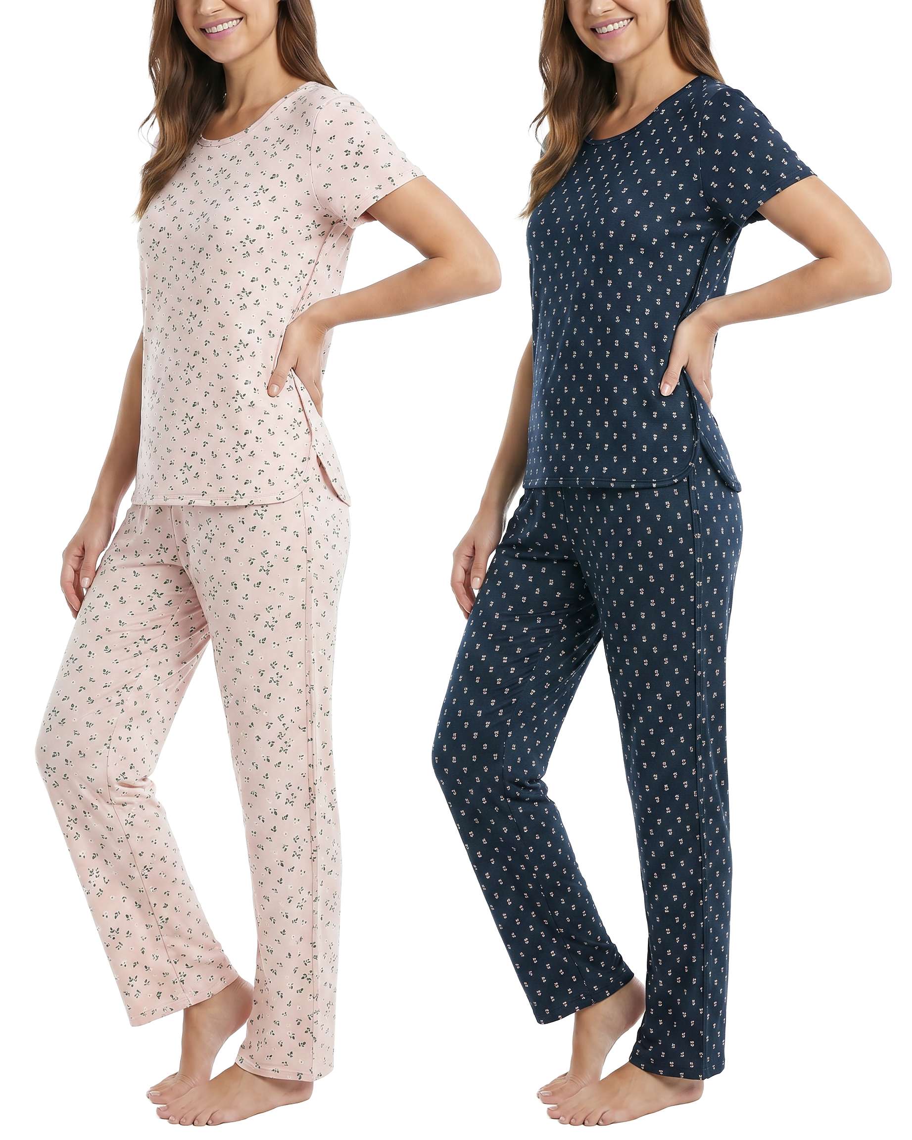 Ladies SS Yummy Crew Shirt and Open Bottom Pant Set