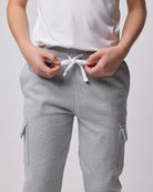 Real Essentials 3 Pack Boys' Cotton Cargo Fleece Joggers Sweatpants Pockets Athletic Kids - Set 4