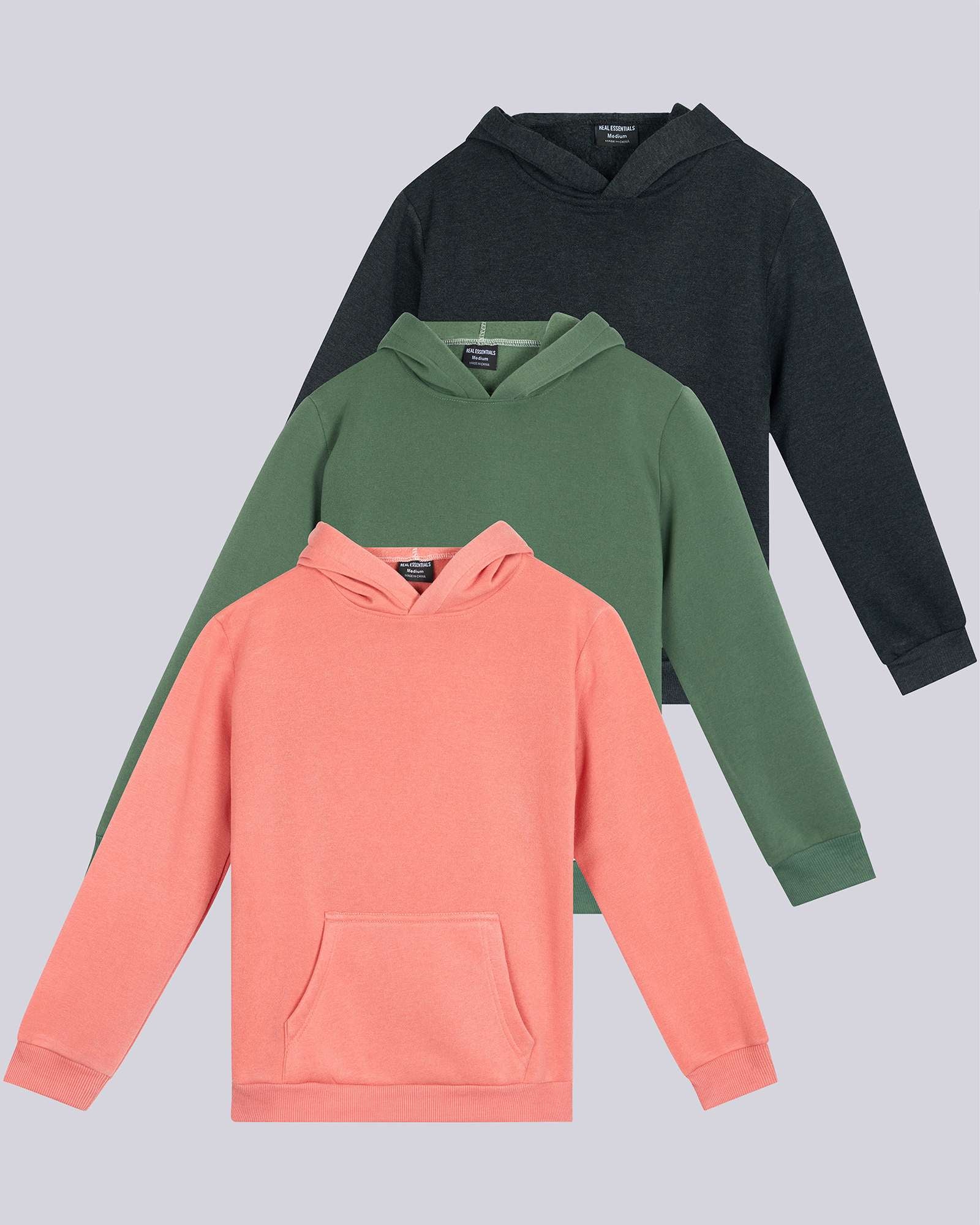 3 Pack: Girls Fleece Pullover Hoodie Sweatshirt