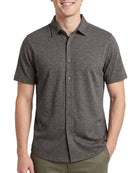 Real Essentials 3 Pack Men's Cotton Short Sleeve Button Down Casual Work Shirt Button Up - CHARCOAL HEATHER