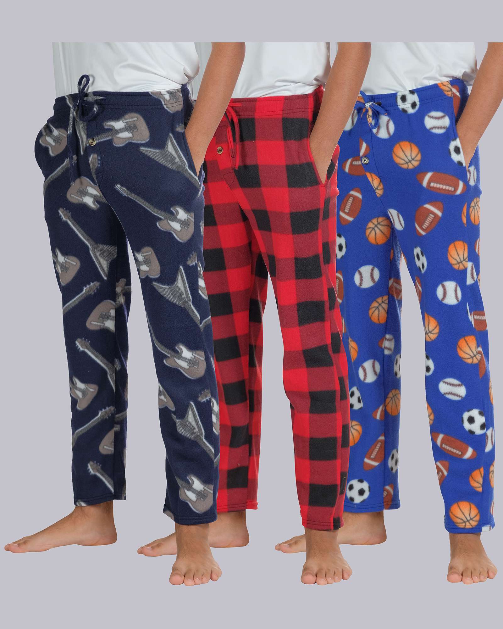 3 Pack: Boys Fleece Pajama Pant Lounge Bottoms